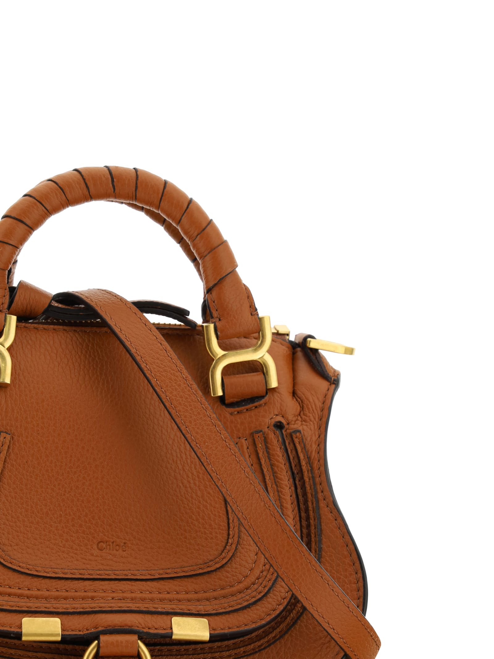 Shop Chloé Marcie Handbag In Tan