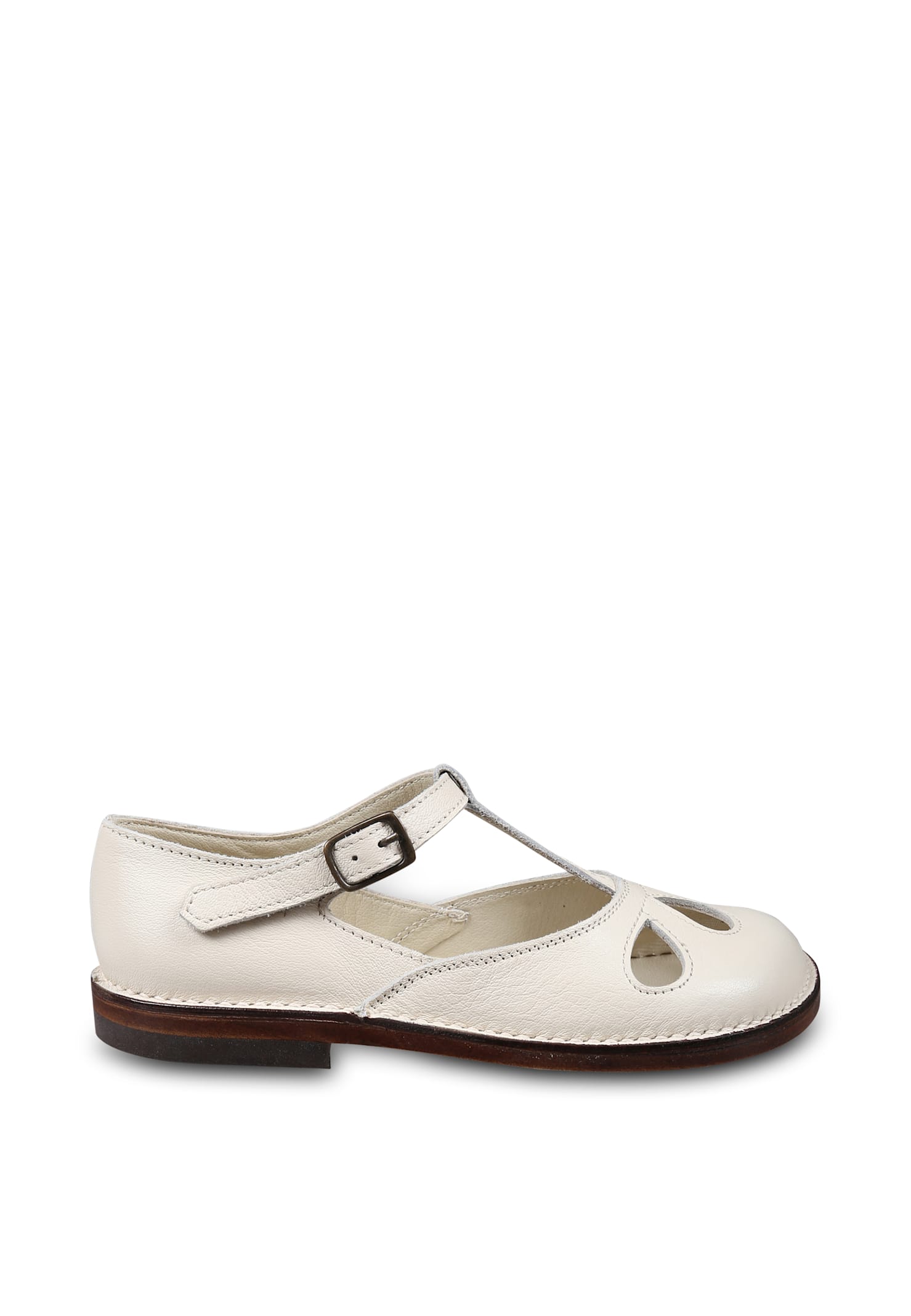 Pèpè Ivory Ballet Flats For Girl In White