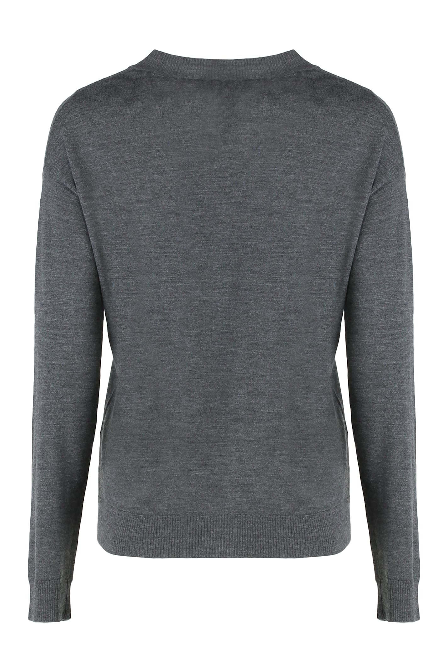 Weekend Max Mara V-neck Sweater In Wool And Cashmere In Gray