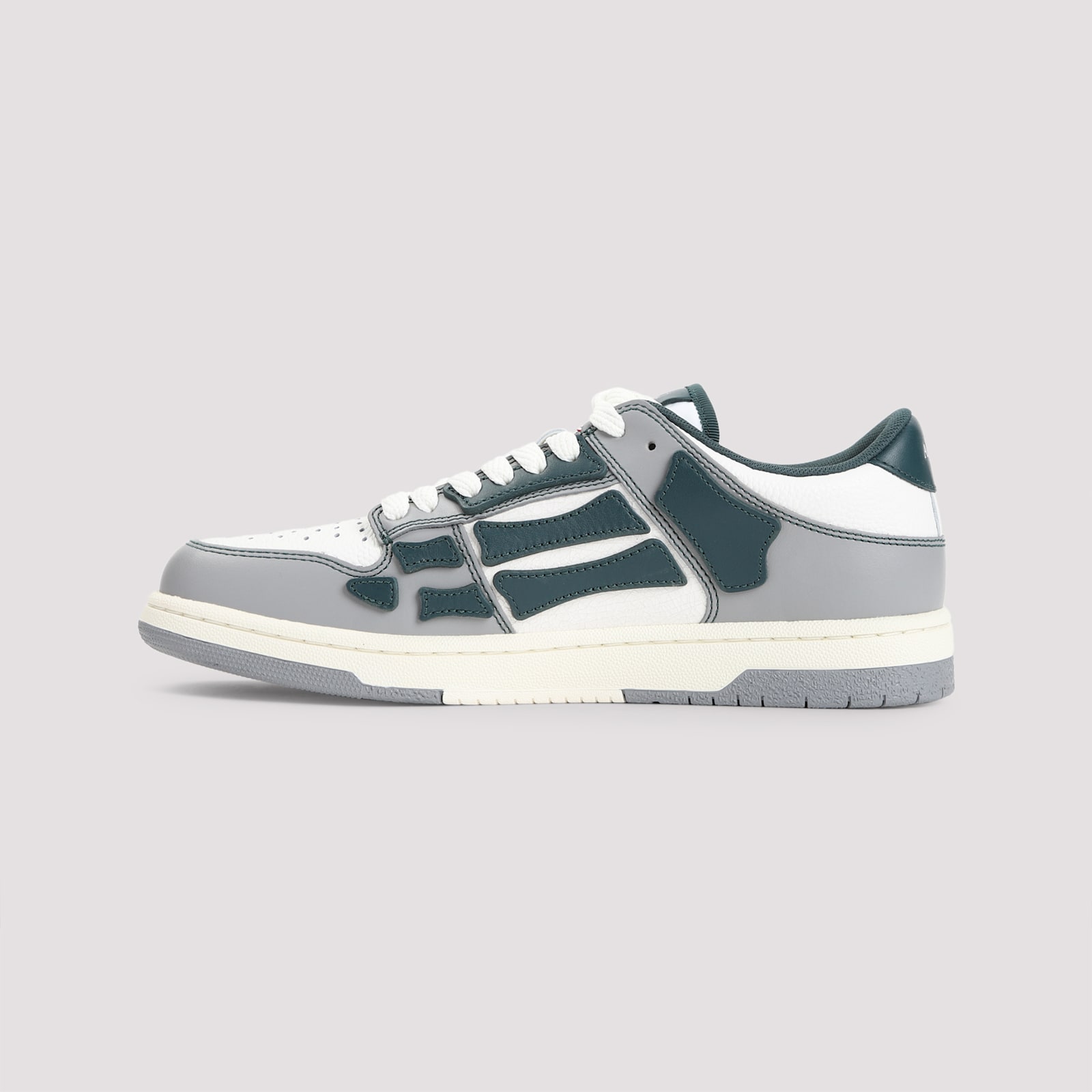 Amiri Skel Top Low Grey Sneakers With Logo Patch On Thetongue And Contrasting Details On The Side In Leath In Gray