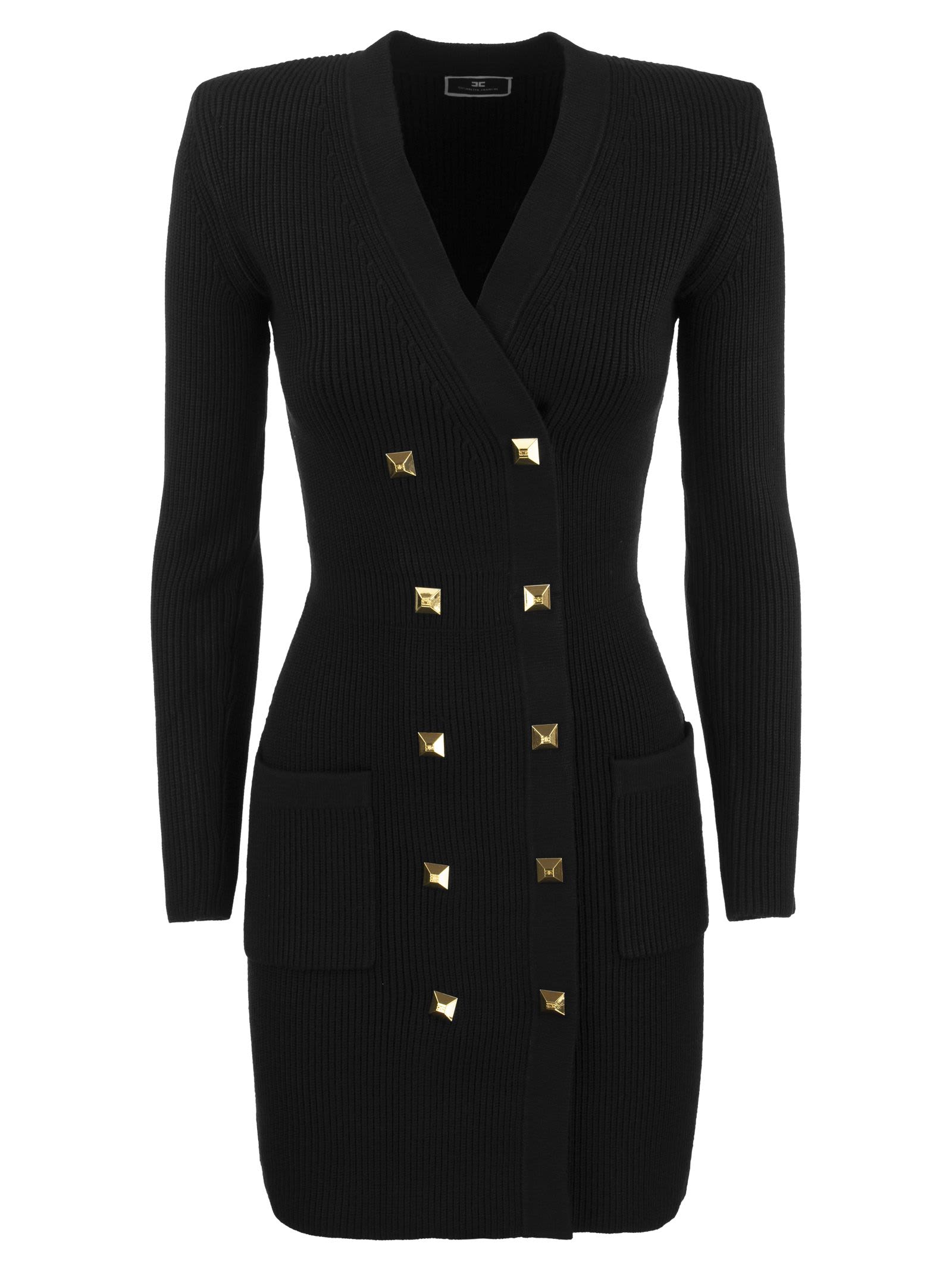 Elisabetta Franchi Double-breasted Robe Manteau With Studded Buttons