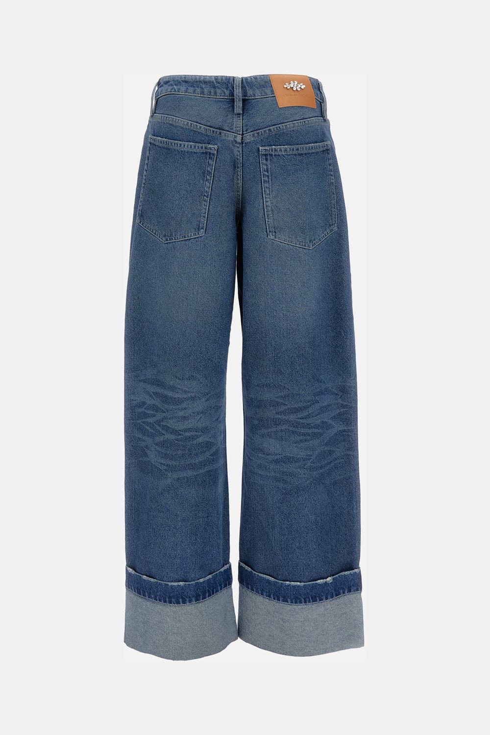 Simone Rocha Distressed Folded-cuff Denim Jeans In Blue