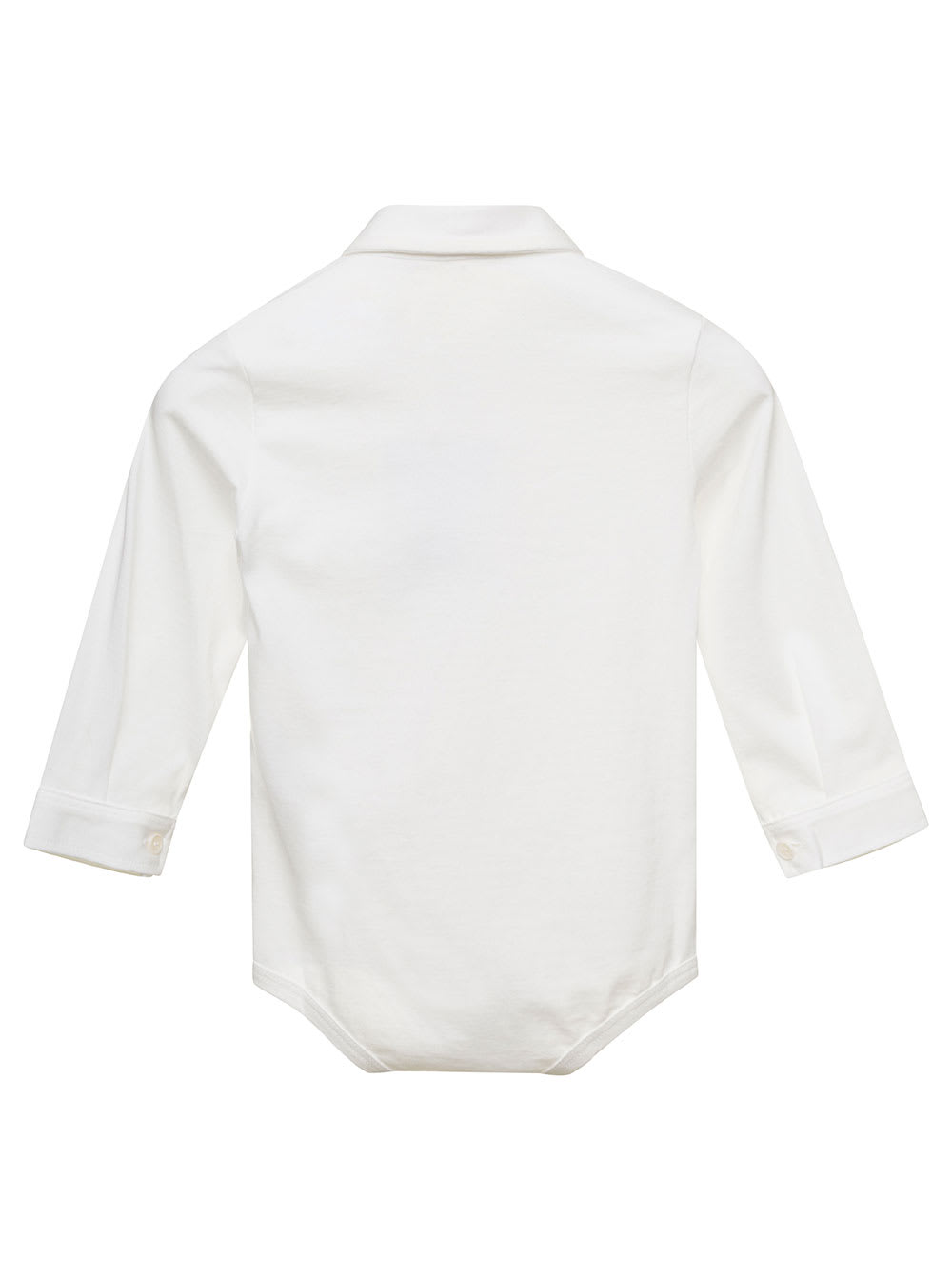 Shop Il Gufo White Romper With Collar And Buttons In Cotton Baby