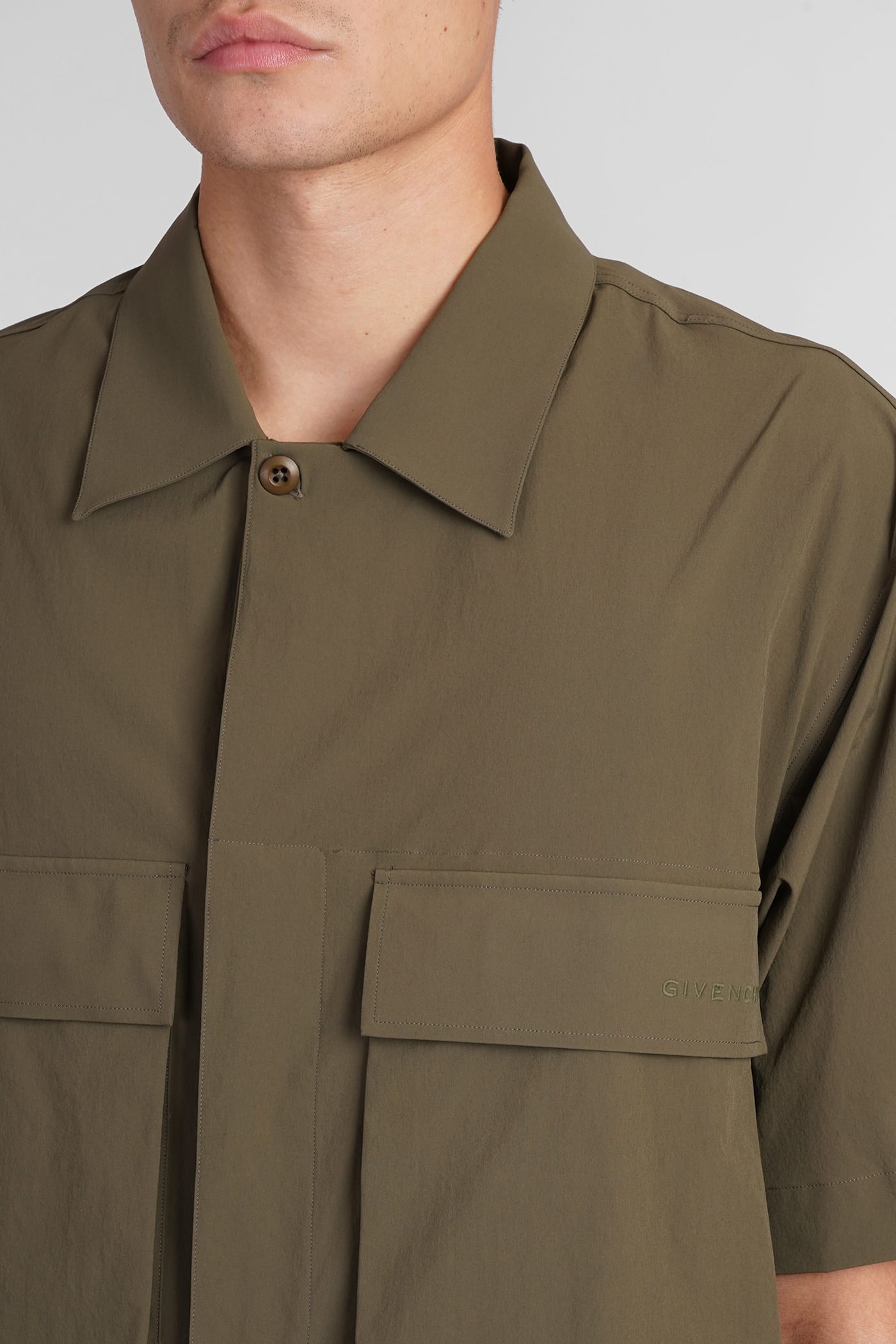 Shop Givenchy Shirt In Green Polyamide