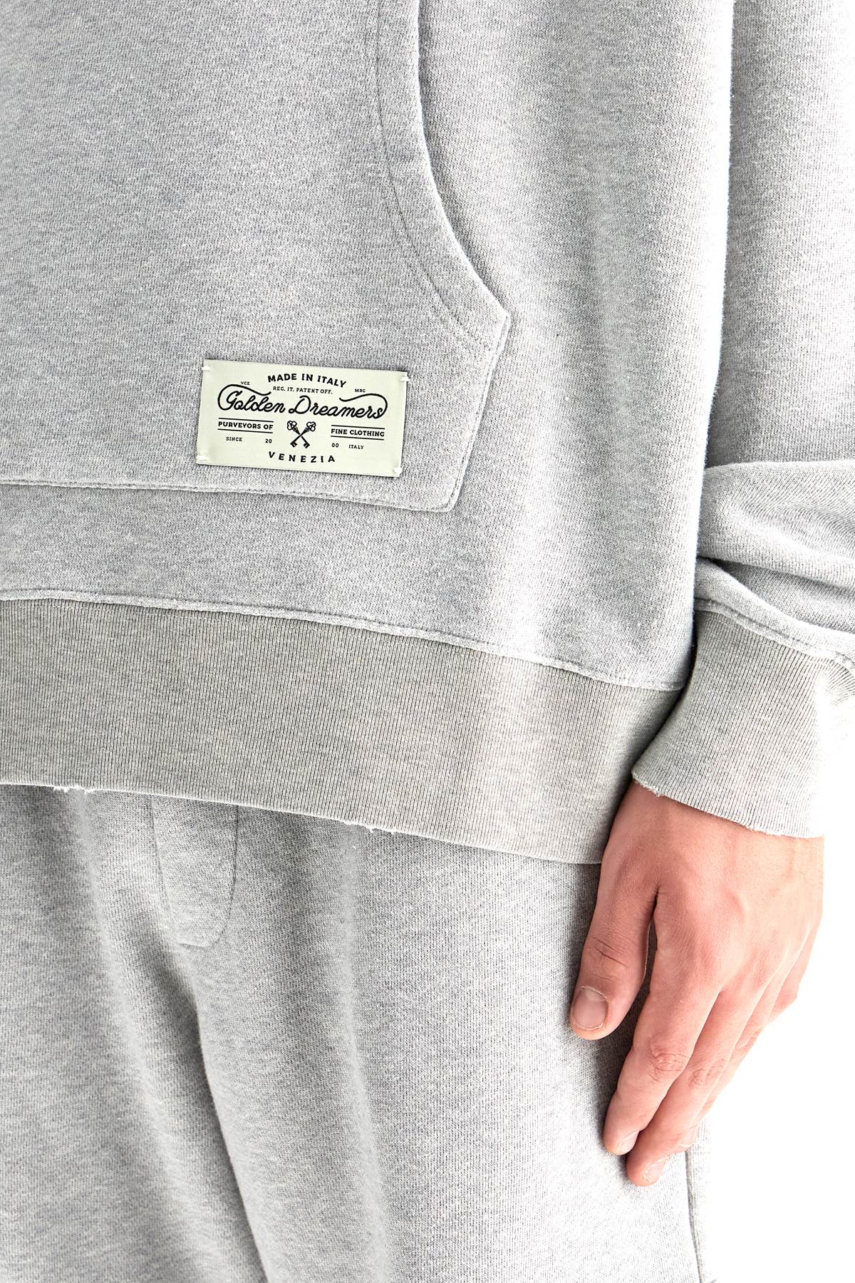 Shop Golden Goose Printed Hoodie With Hood In Alluminium Melange Gray (grey)