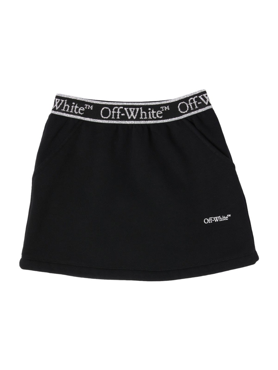Off-white Bookish Logoband Sweatskirt By Off White Kids In Black