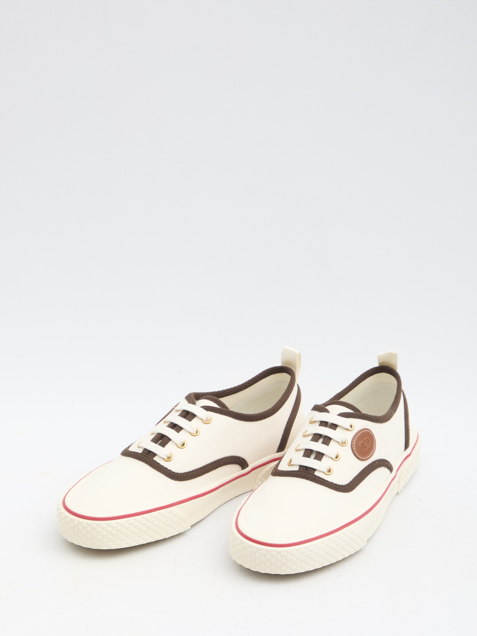 Valentino Nojoke Canvas Sneakers With Contrasting Profiles In White