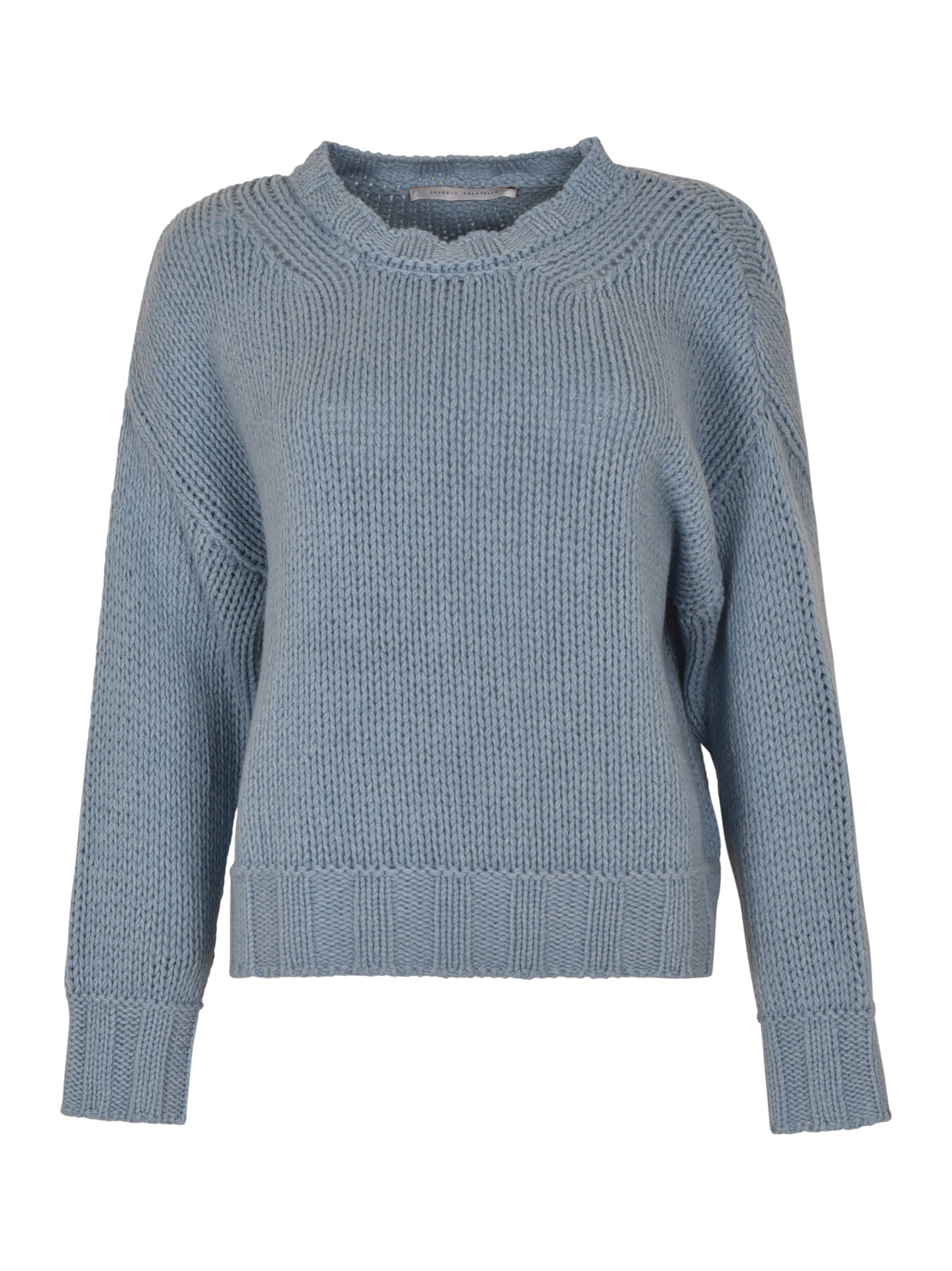 Saverio Palatella Rib Trim Woven Plain Sweater