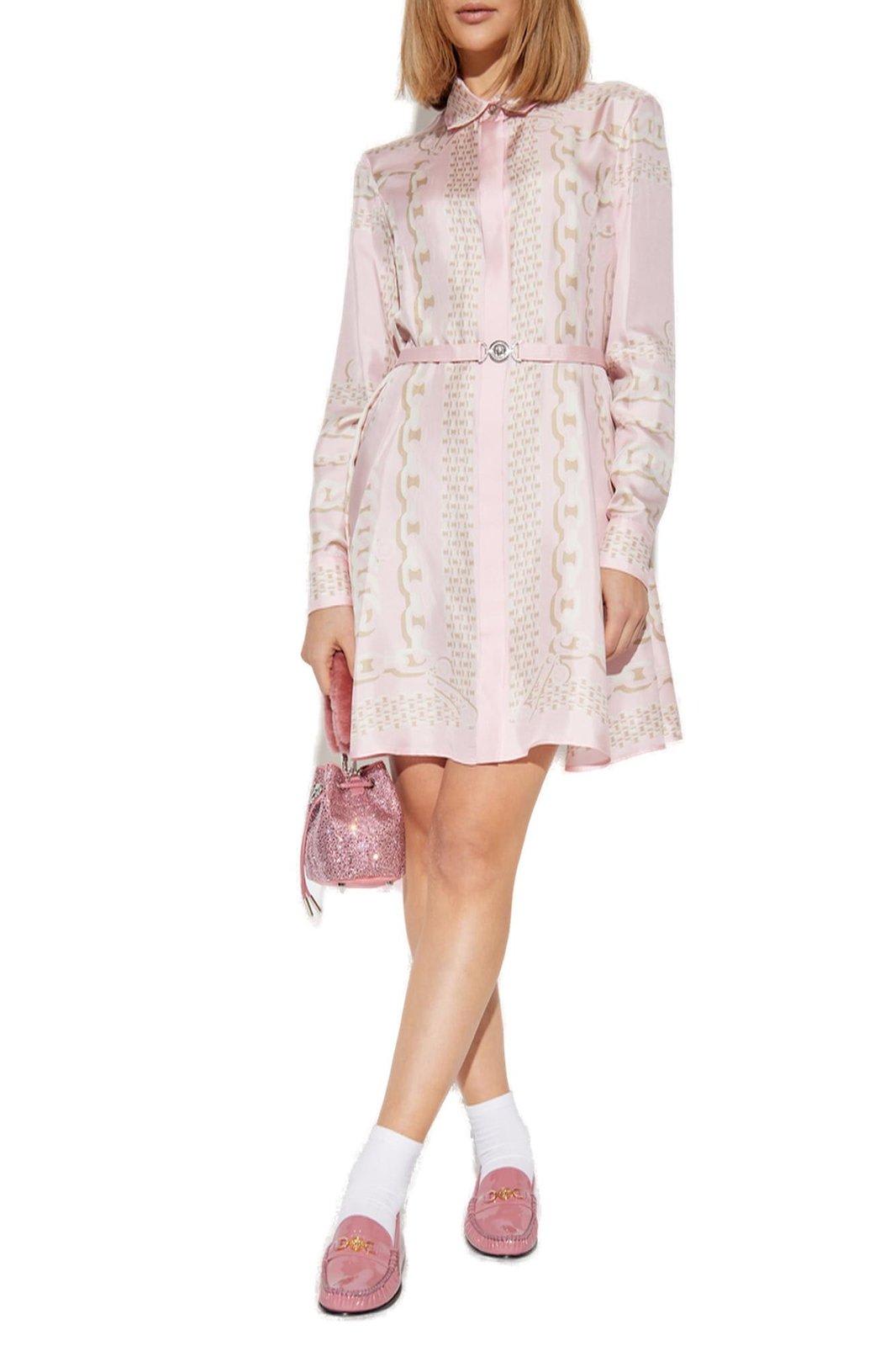 Versace Barocco Chain Pattern Mini Shirt Dress