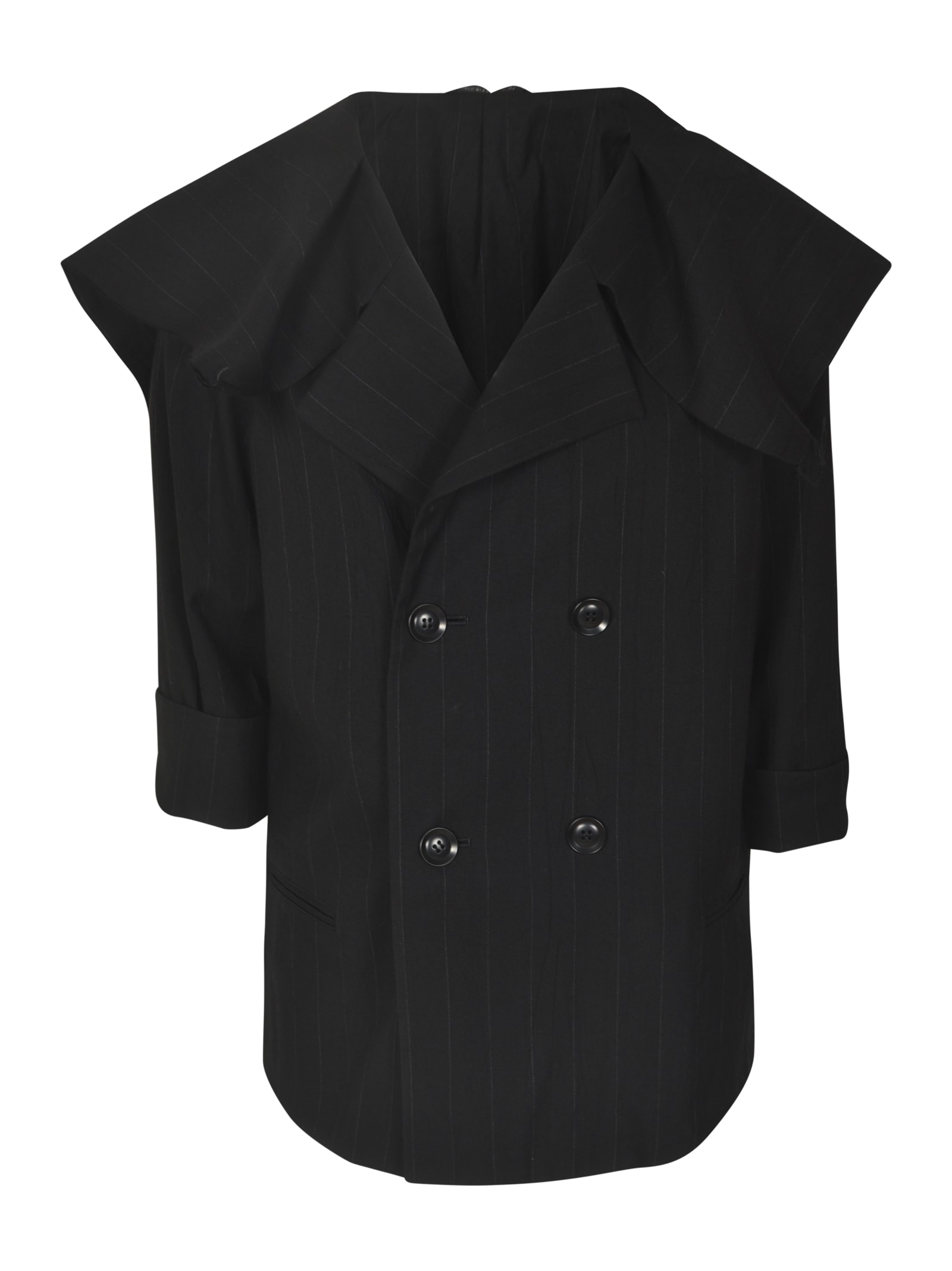 Shop Yohji Yamamoto Double-breasted Stripe Dinner Jacket In Black