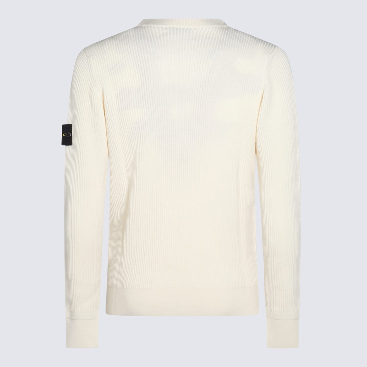 Shop Stone Island White Wool Knitwear In Beige