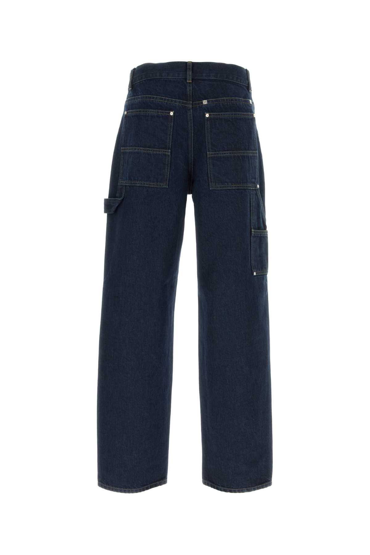 Givenchy Dark Blue Denim Carpenter Cargo Jeans In Indigoblue