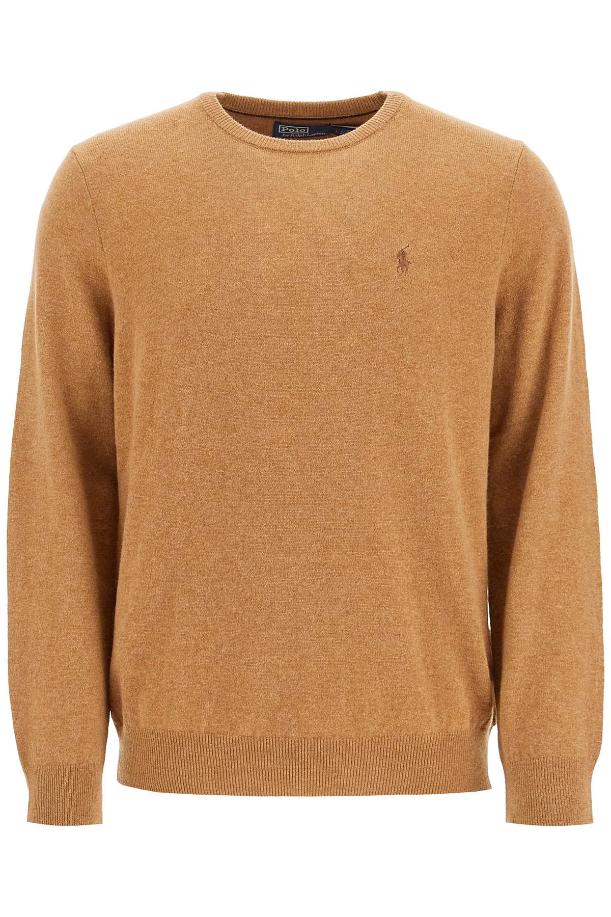 Shop Polo Ralph Lauren Wool Pullover With Pony Embroidery In Latte Brown Heather (brown)