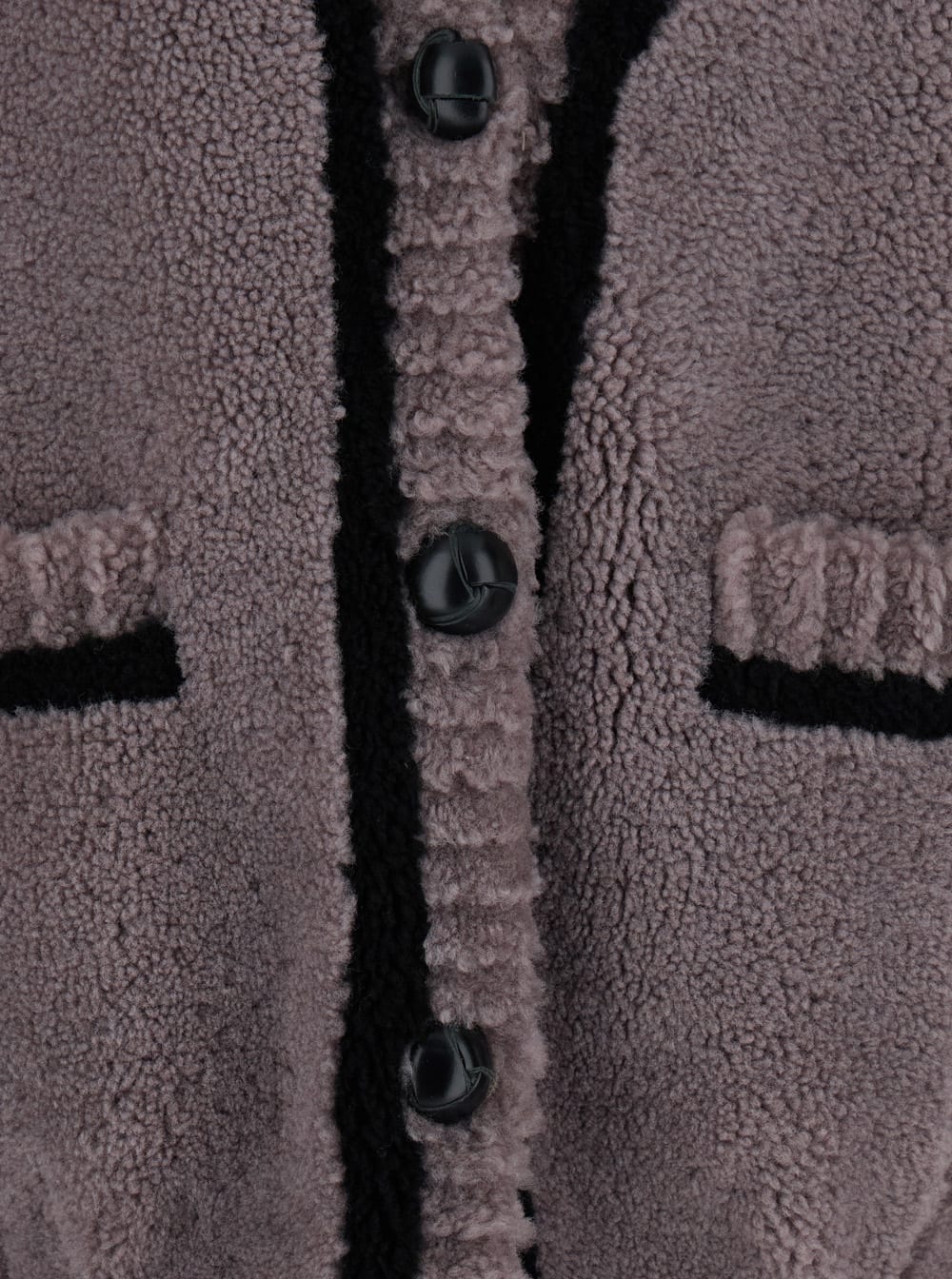 Blancha Grey V-neck Cardigan With Front Pockets In Fur Woman In Gray