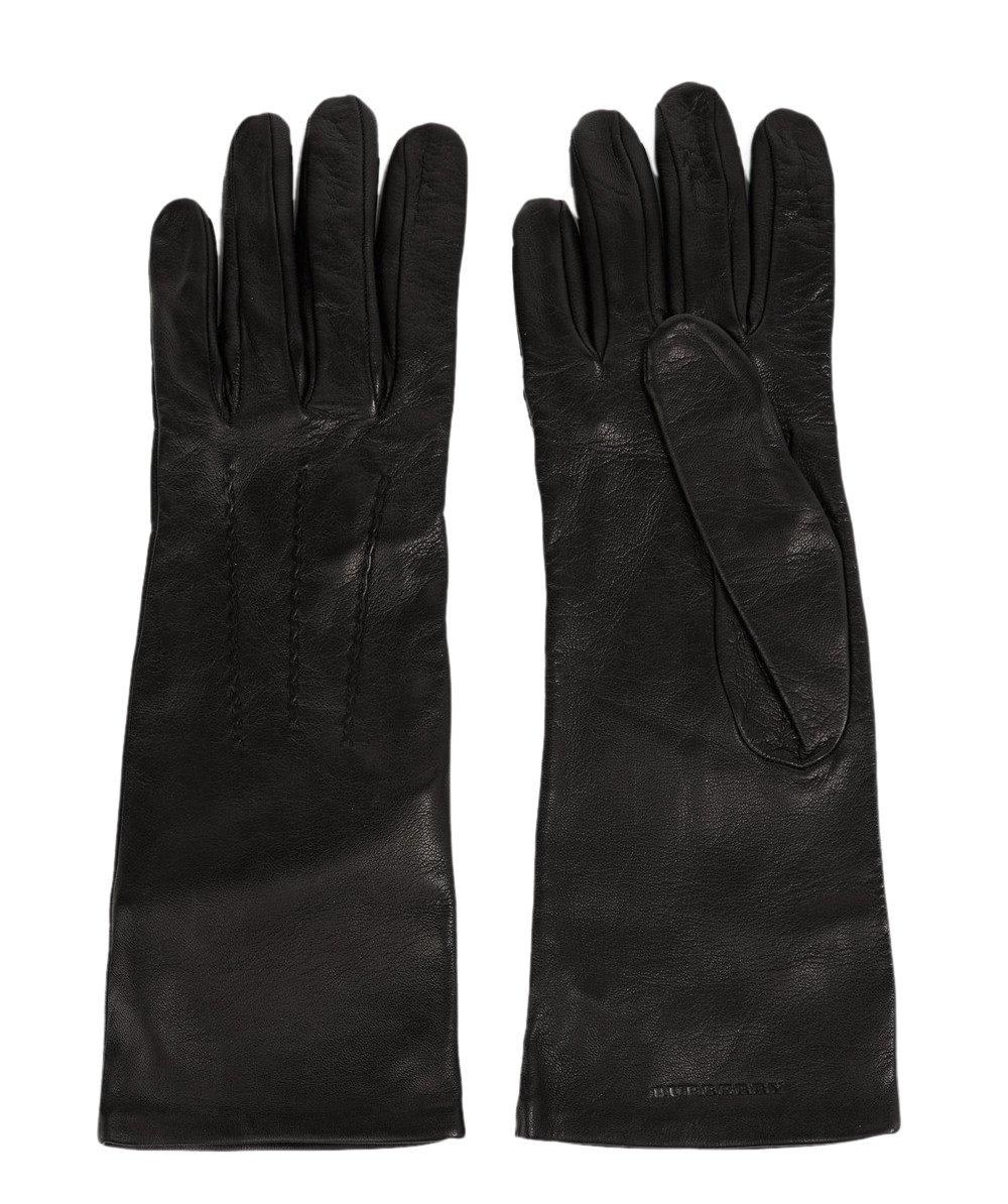 Shop Burberry Logo Embossed Gloves In Black