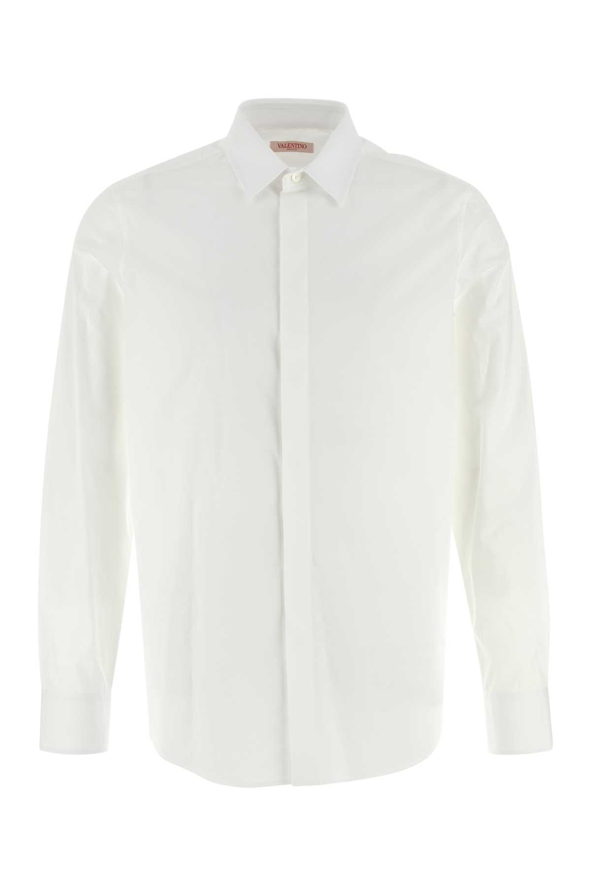 Shop Valentino White Poplin Shirt In Biancoottico