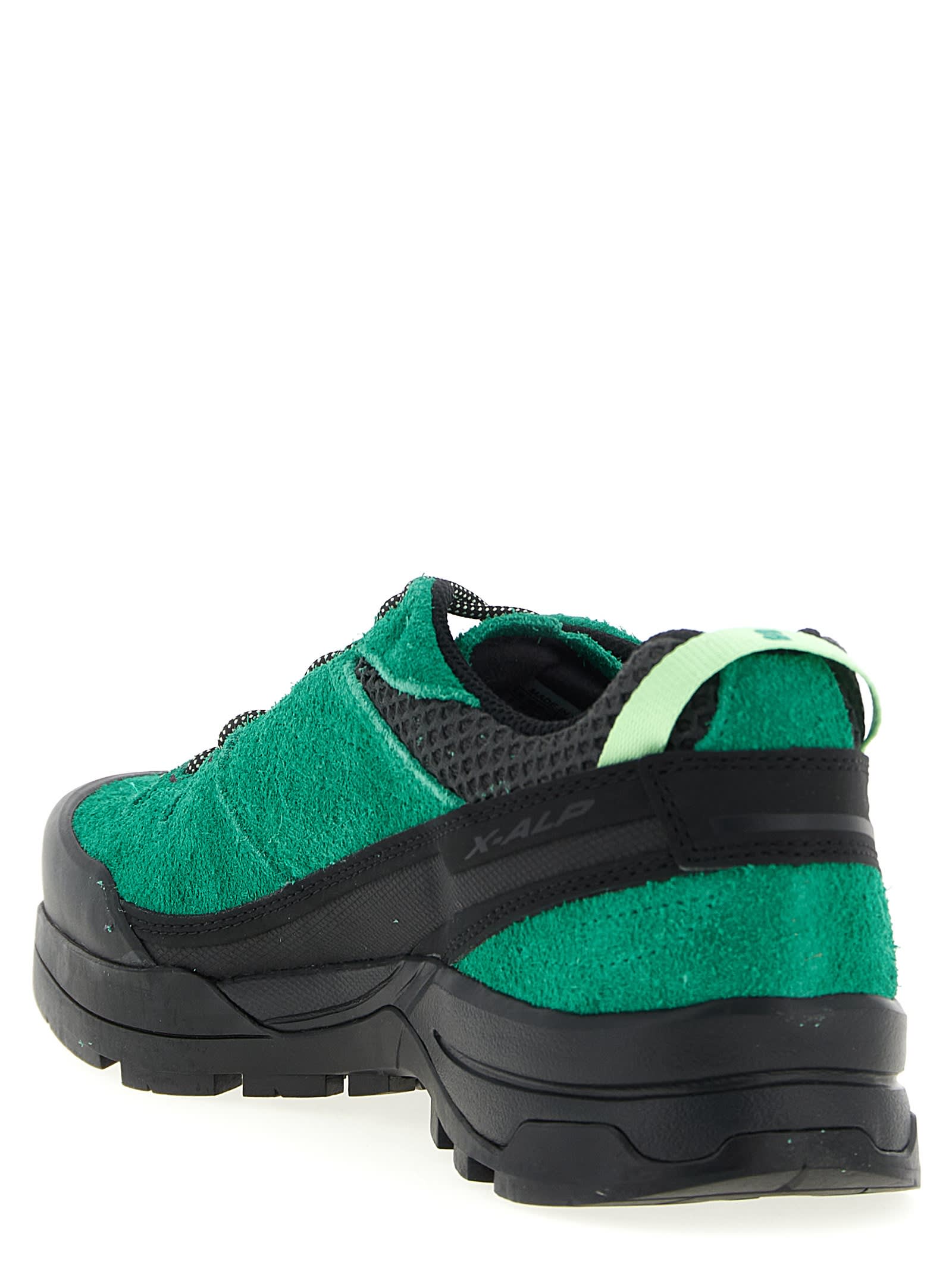 Salomon Suede Mesh Sneakers Pull Tab Rubber Sole In Green