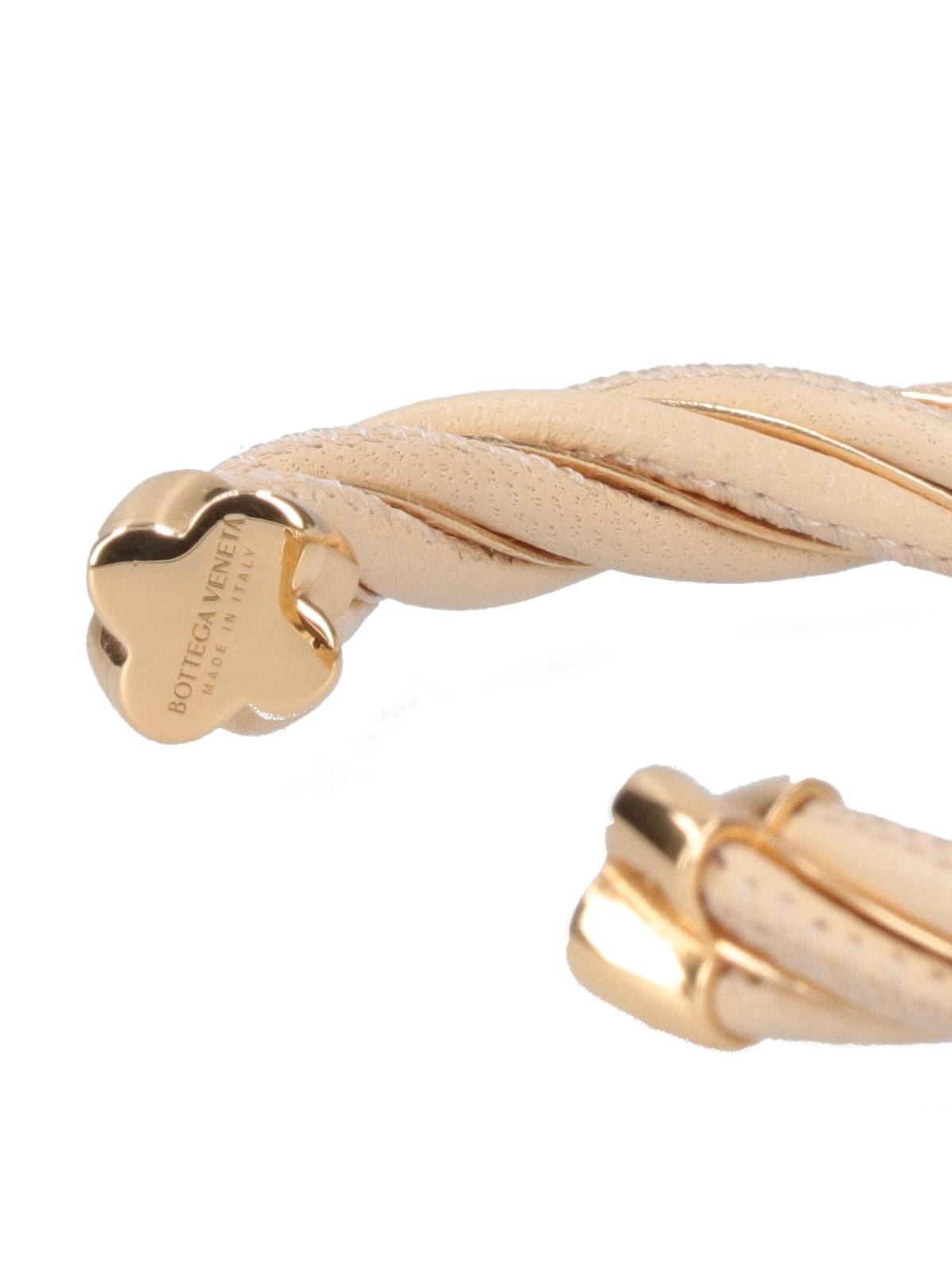 Shop Bottega Veneta Twist Rigid Bracelet In Beige