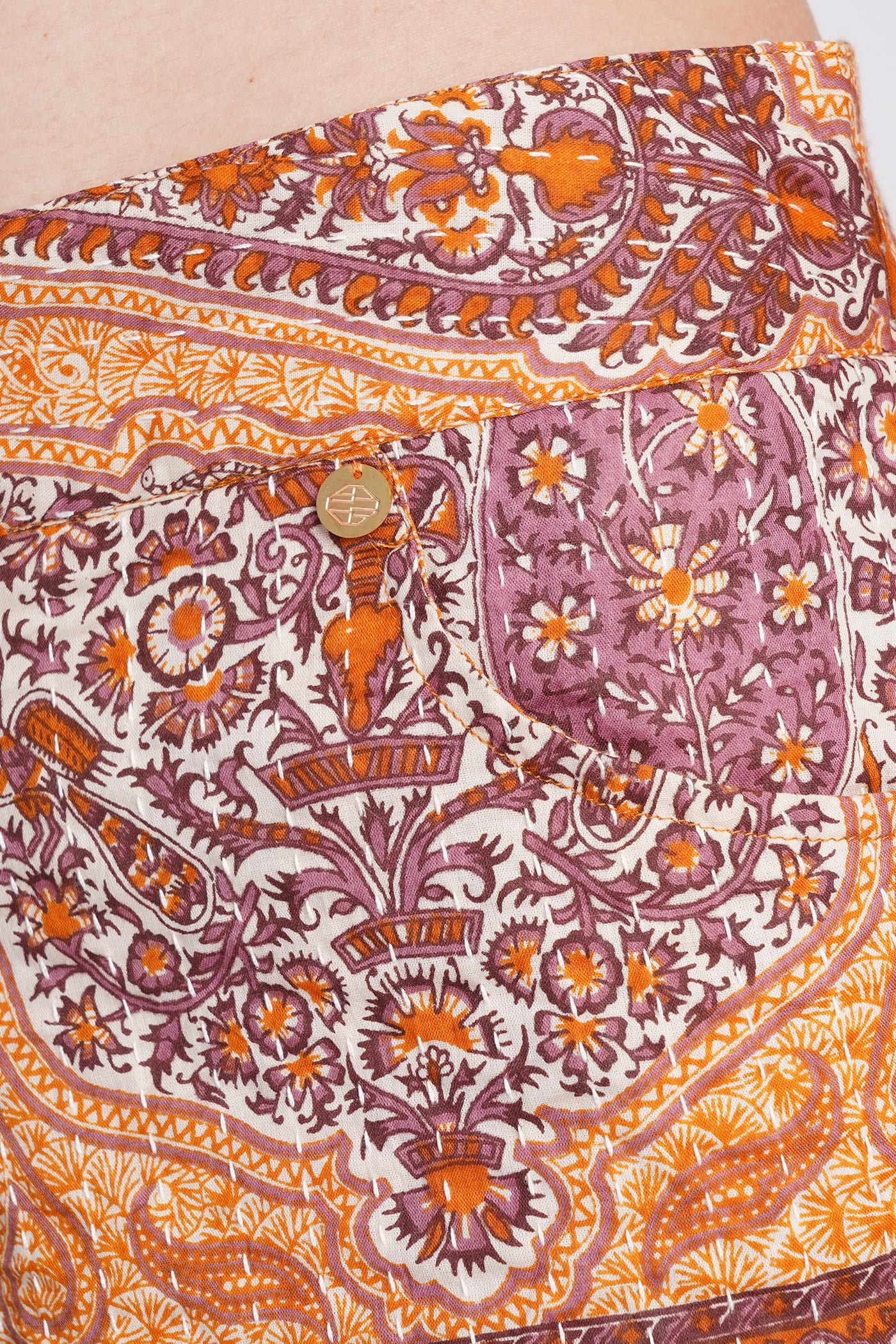 Shop Antik Batik Tajar Shorts In Orange Cotton