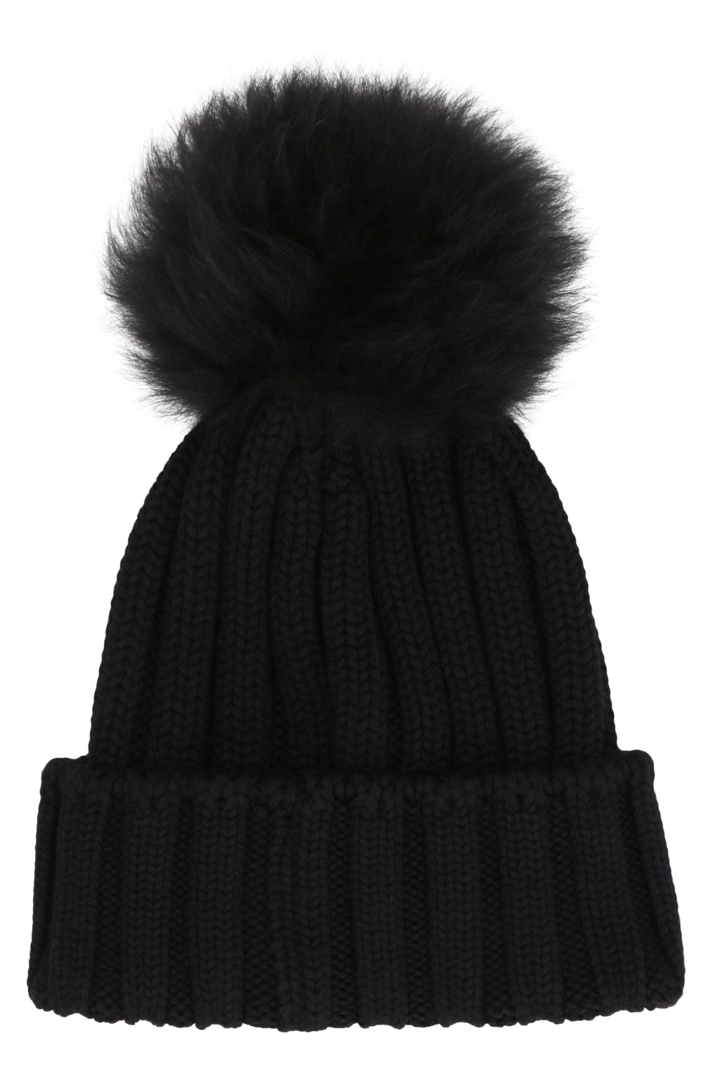 Shop Woolrich Knitted Wool Beanie With Pom-pom