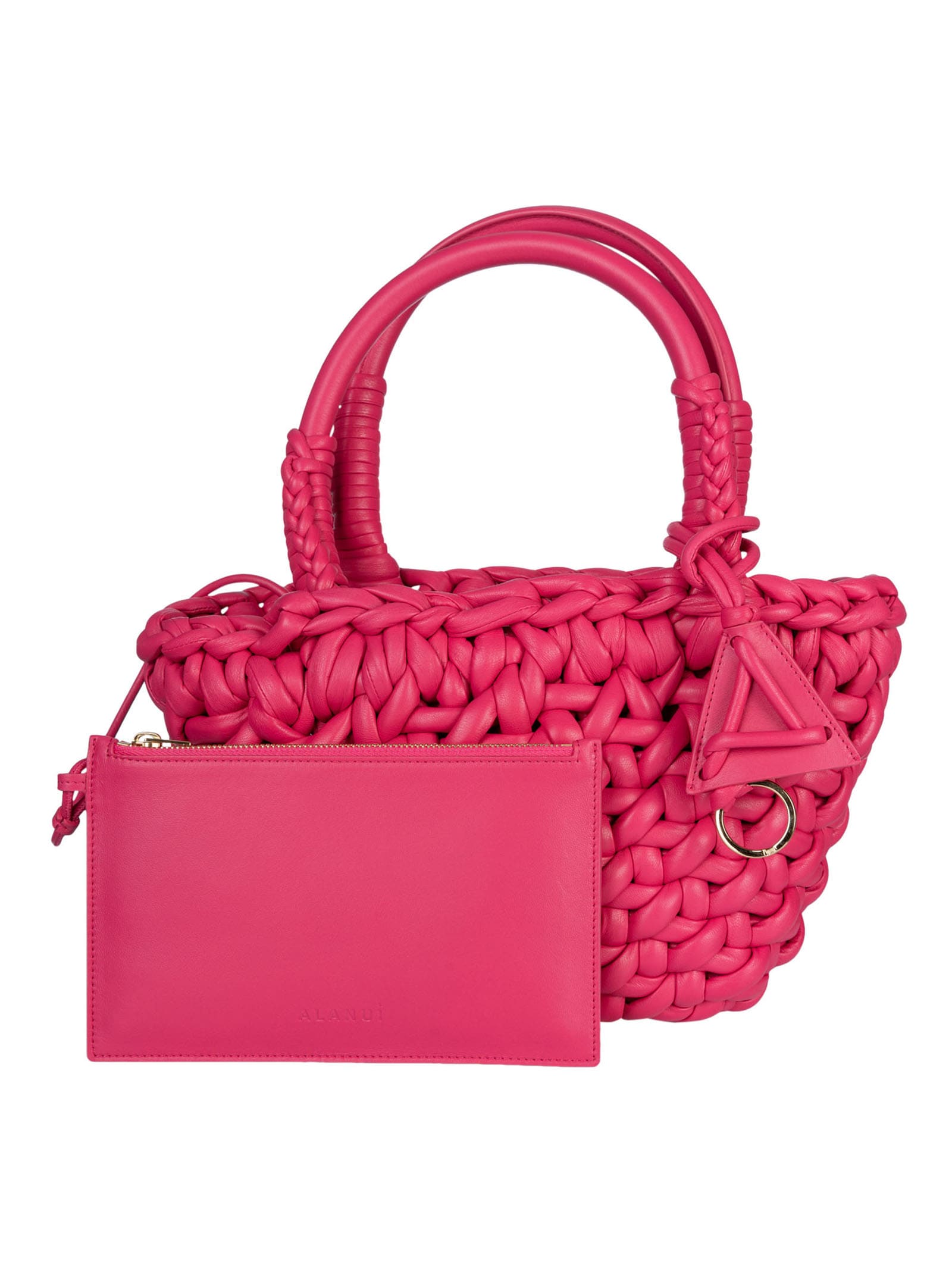 Alanui Weave Clutch Detail Tote In Pink