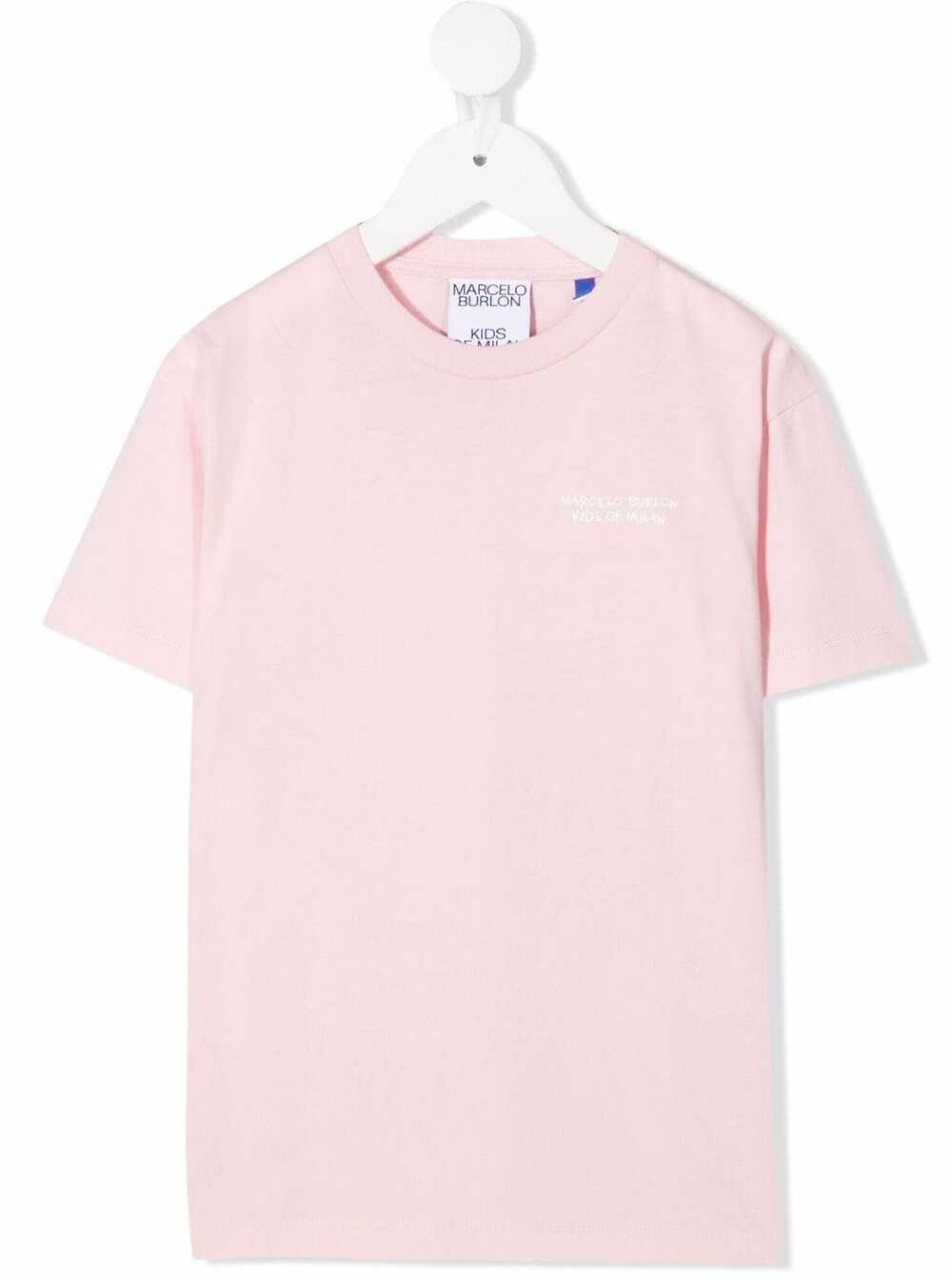 Marcelo Burlon Kids Girls Pink Cotton T-shirt With Logo