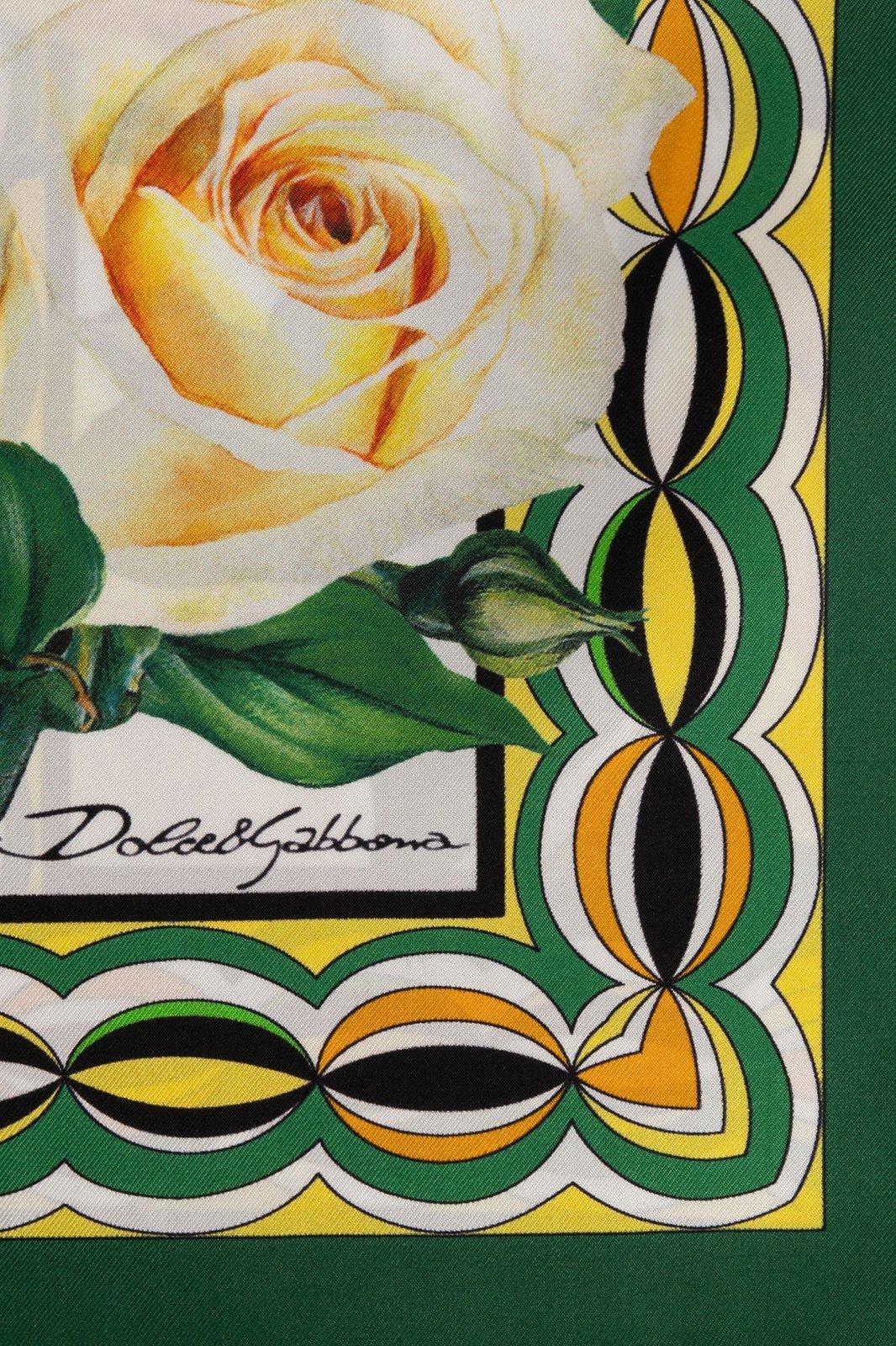 Shop Dolce & Gabbana Rose Printed Twill Scarf In Giallo