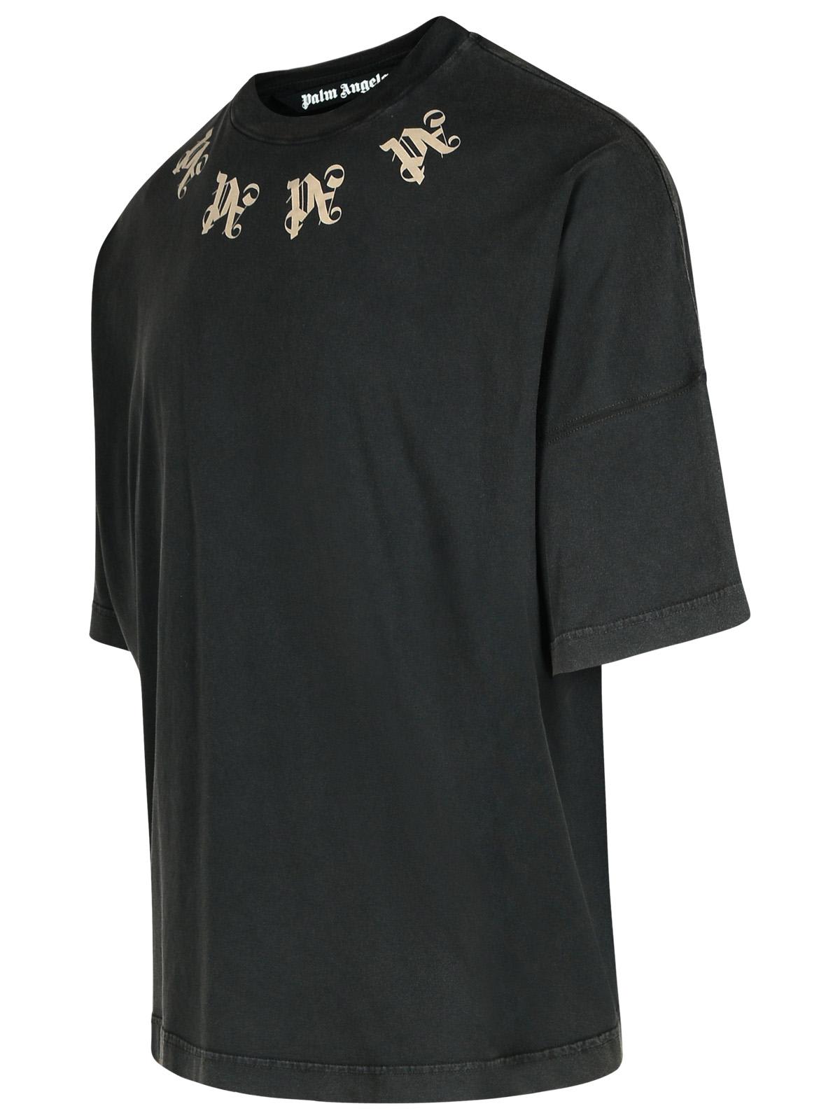 Shop Palm Angels Stateme Black Cotton Over T-shirt