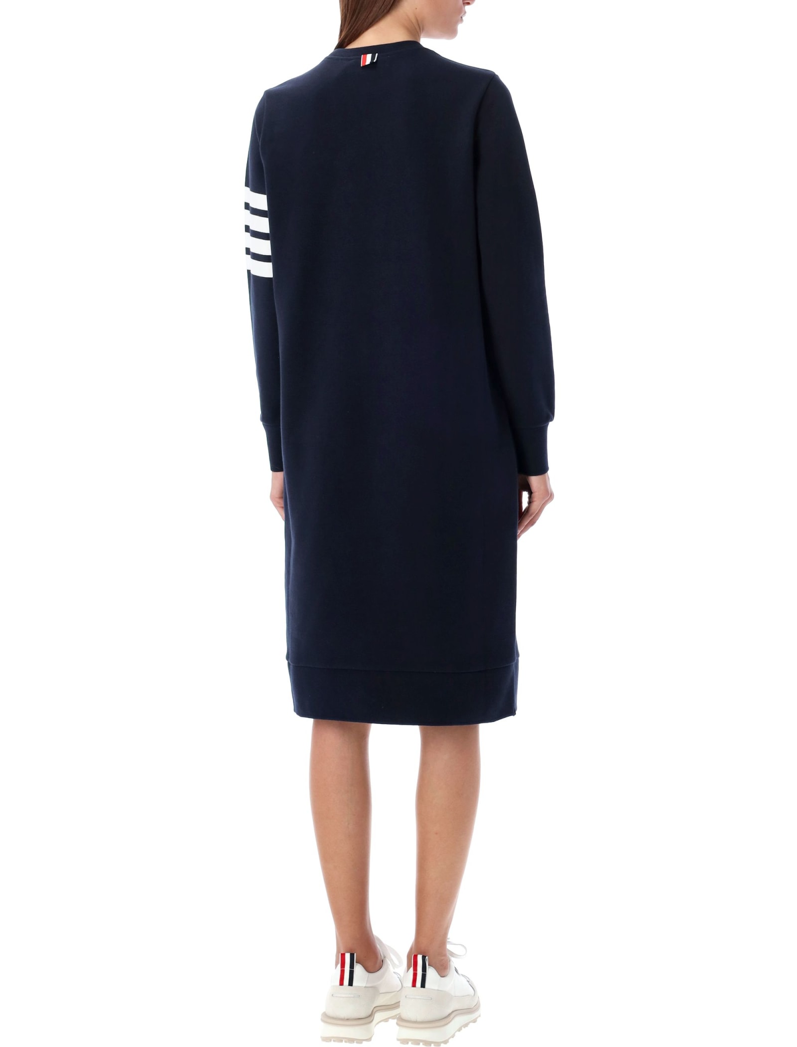 Shop Thom Browne Below Knee Sweater Dress In Navy