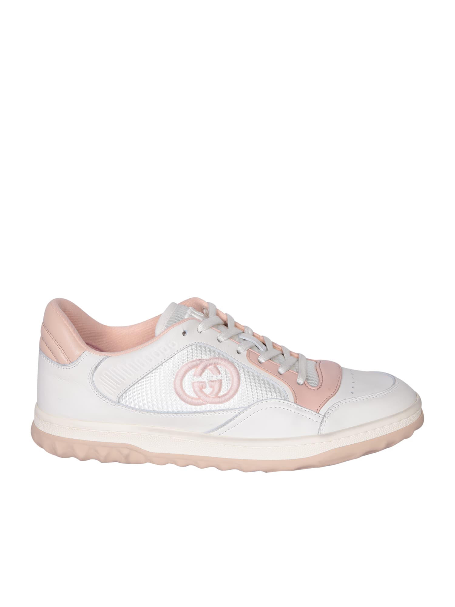 Shop Gucci Mac Cream/pink Sneakers In White