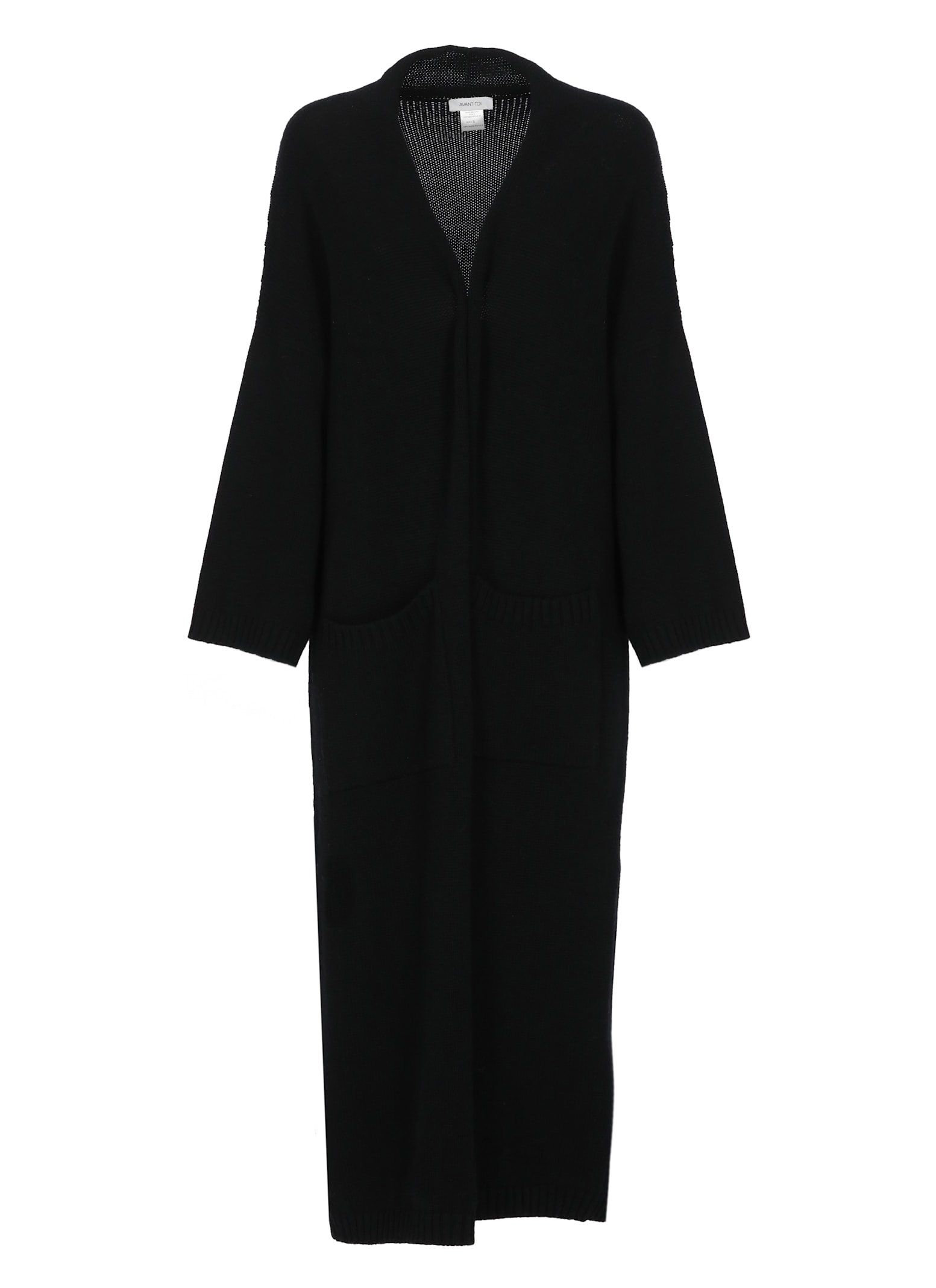 Avant Toi Wool And Cashmere Long Cardigan In Black
