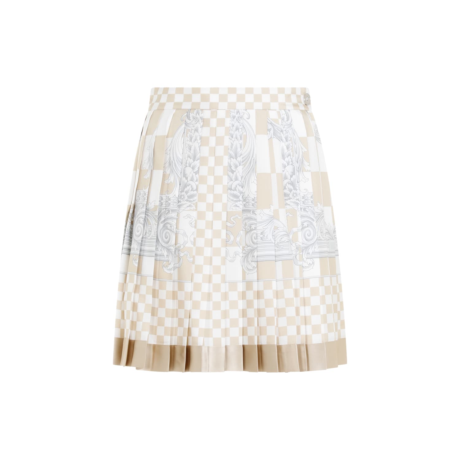 Shop Versace Damier Print Skirt In Light Sand