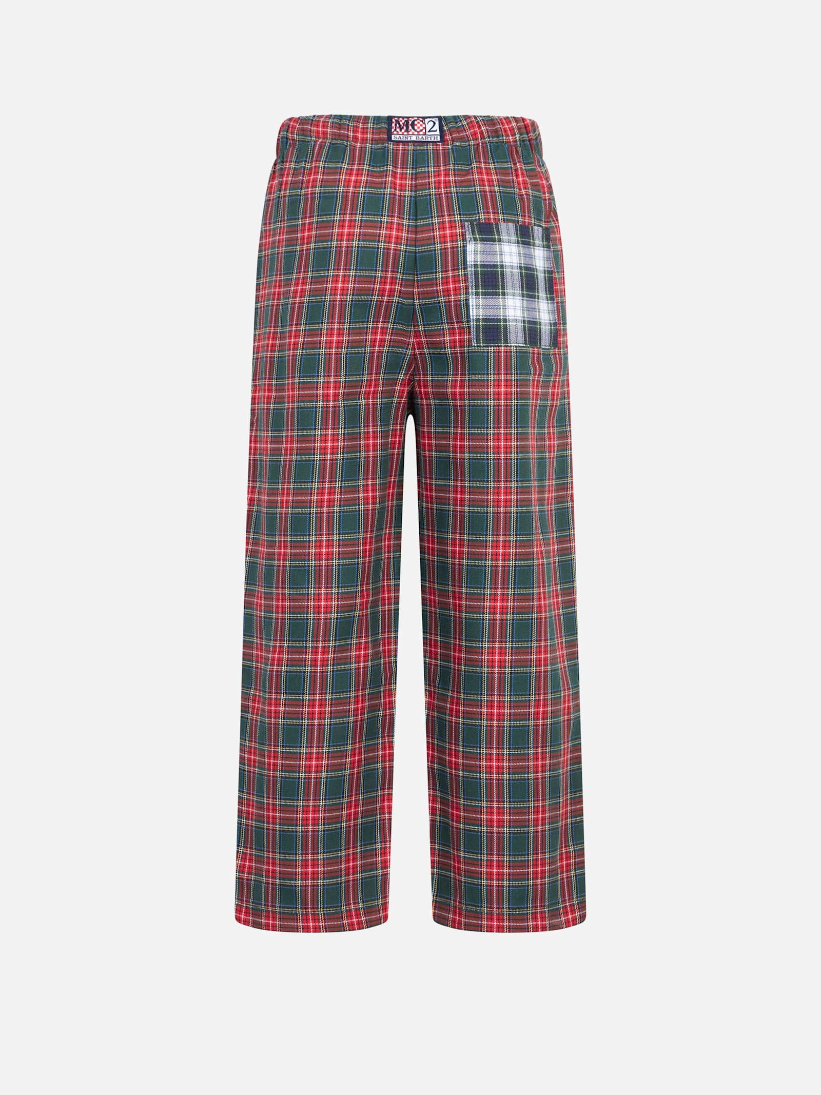 Shop Mc2 Saint Barth Kid Pajama Pants With Tartan Print