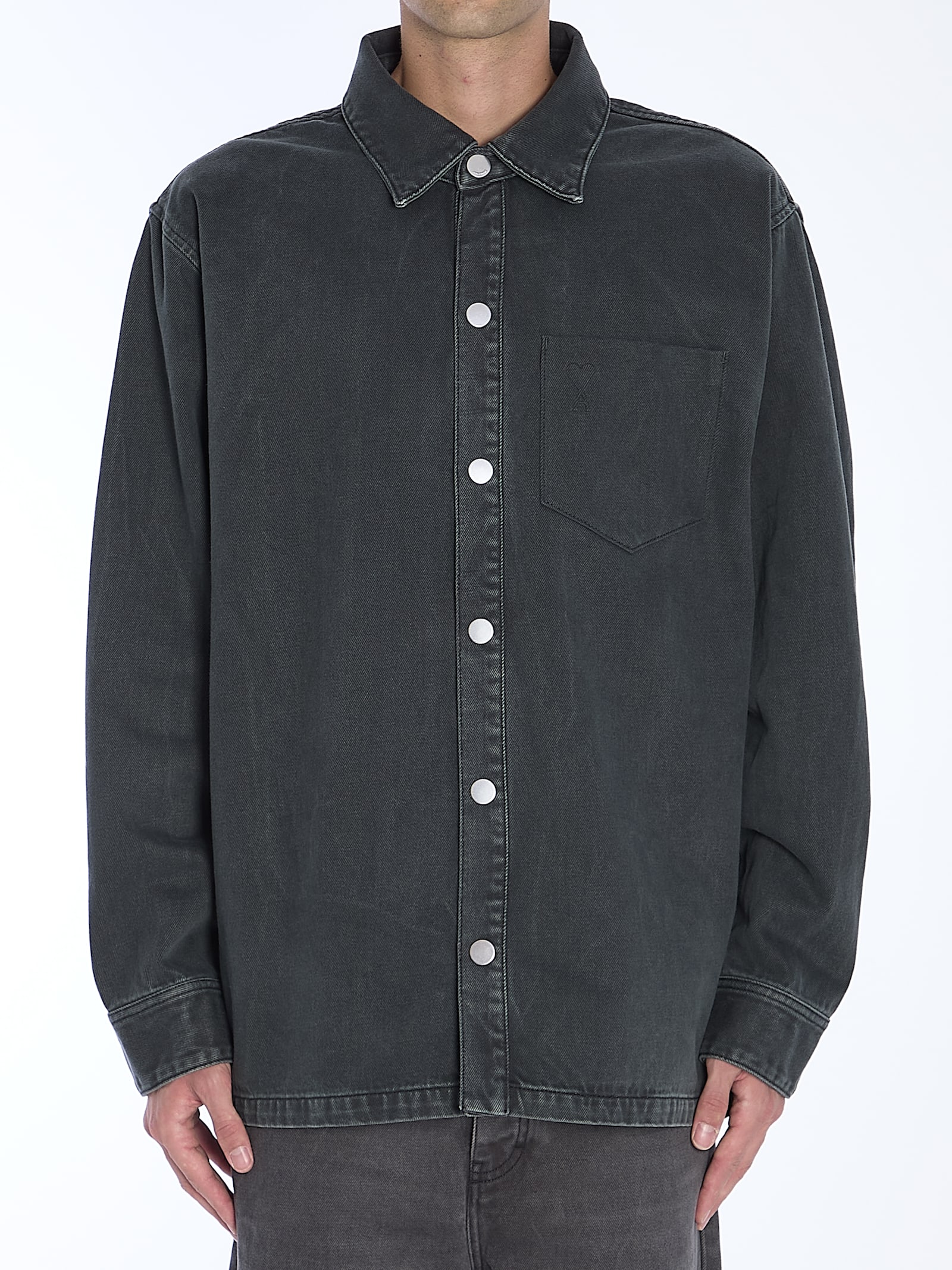 Shop Ami Alexandre Mattiussi Ami De Coeur Overshirt In Black