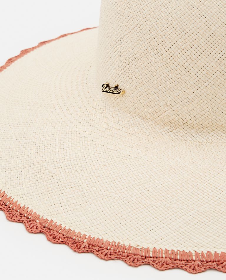 Borsalino Violet Panama Straw Hat In Beige