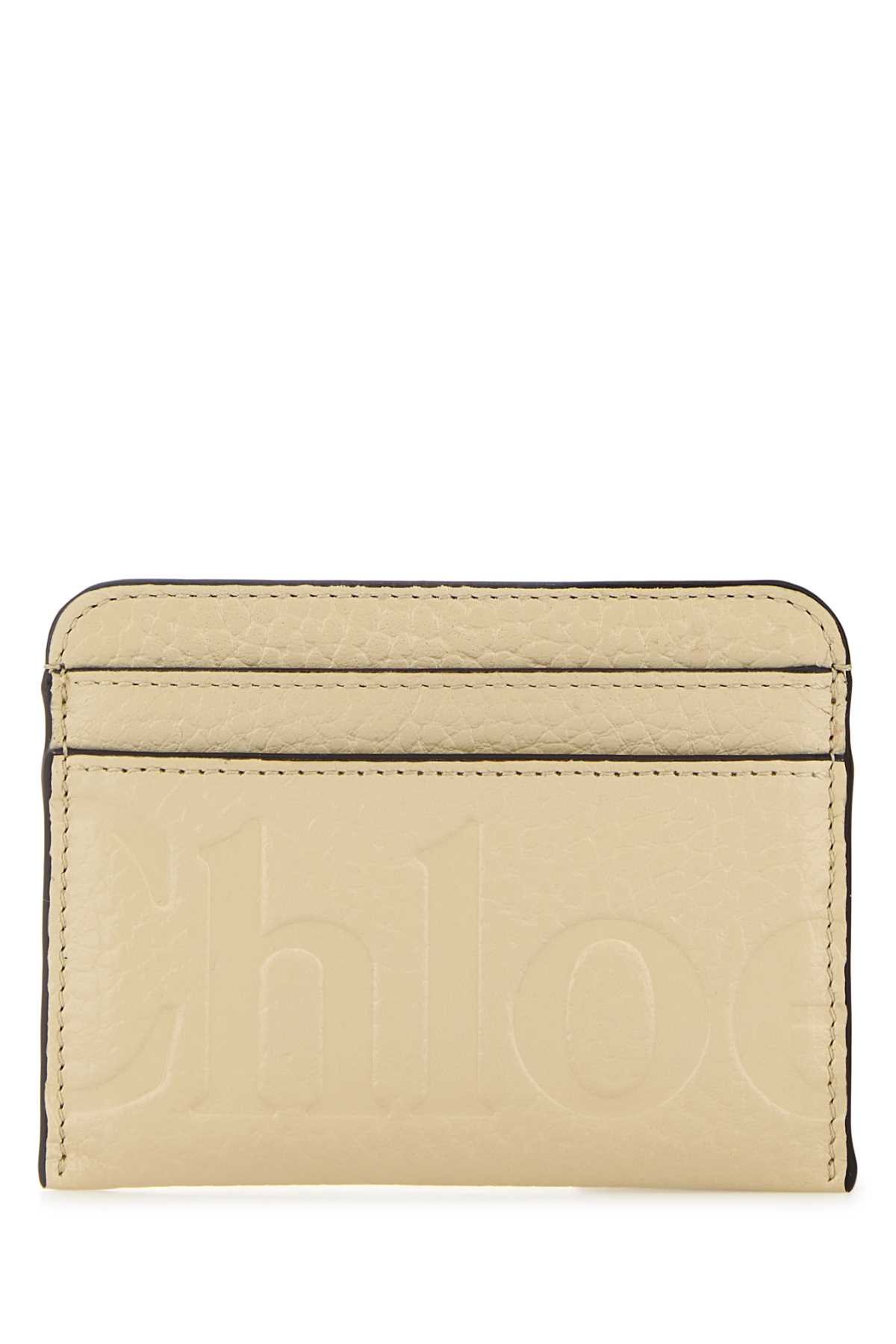 Shop Chloé Cream Leather Card Holder In Sweetbeige