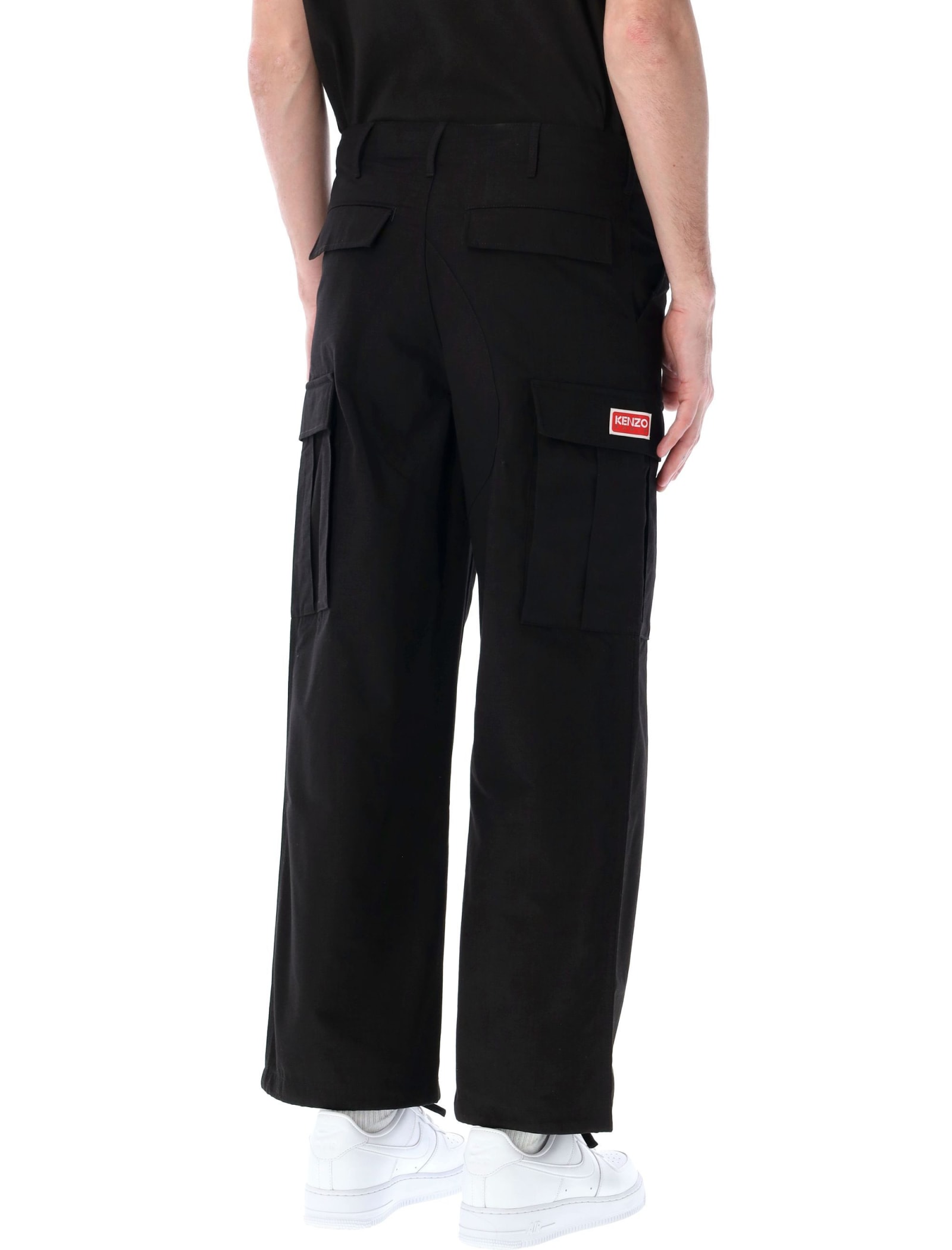 Shop Kenzo Workwear Cargo Trousers In Black