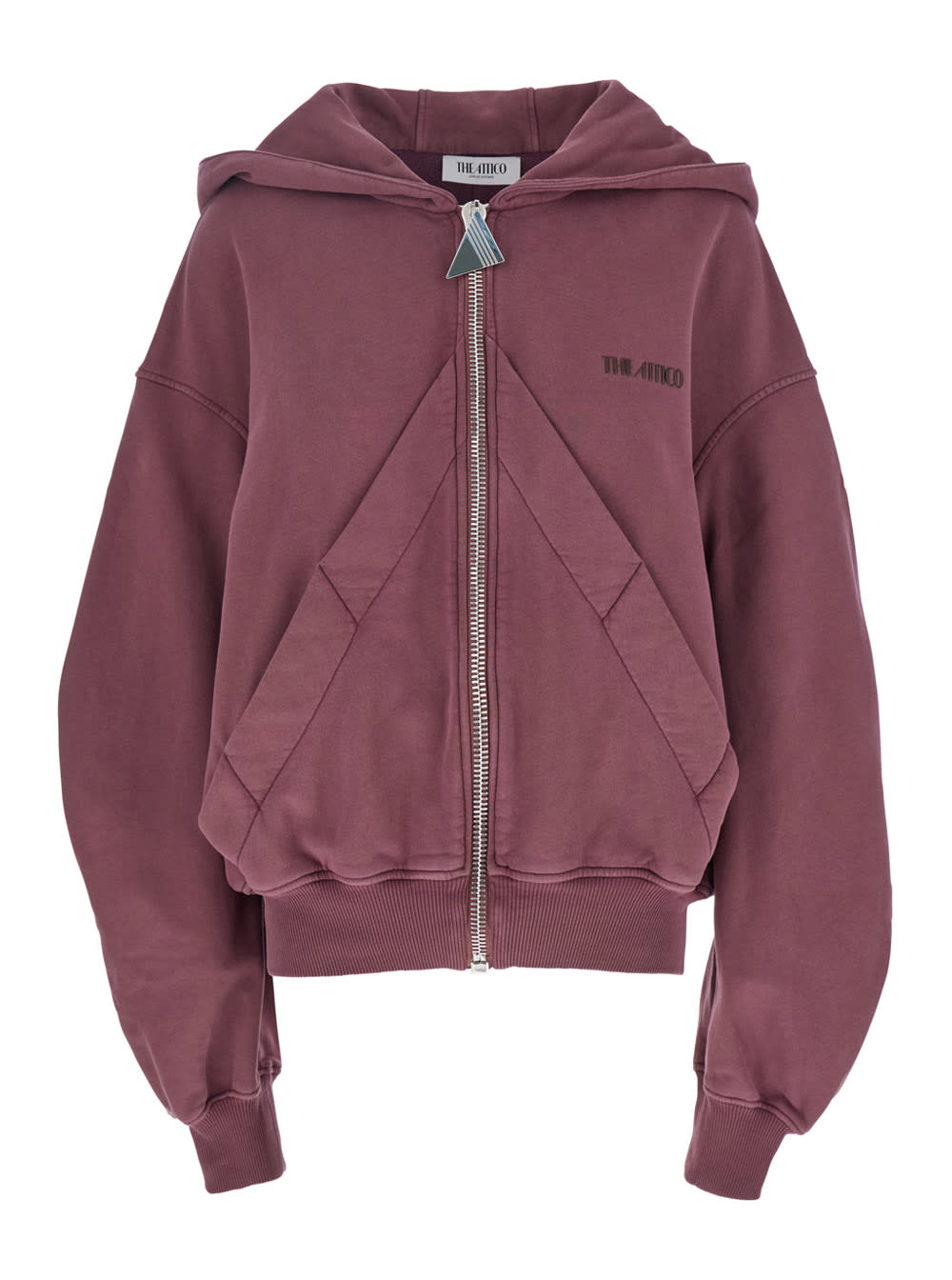 Pink Sweatshirt With Hood And Logo Lettering On The Front In Cotton Woman