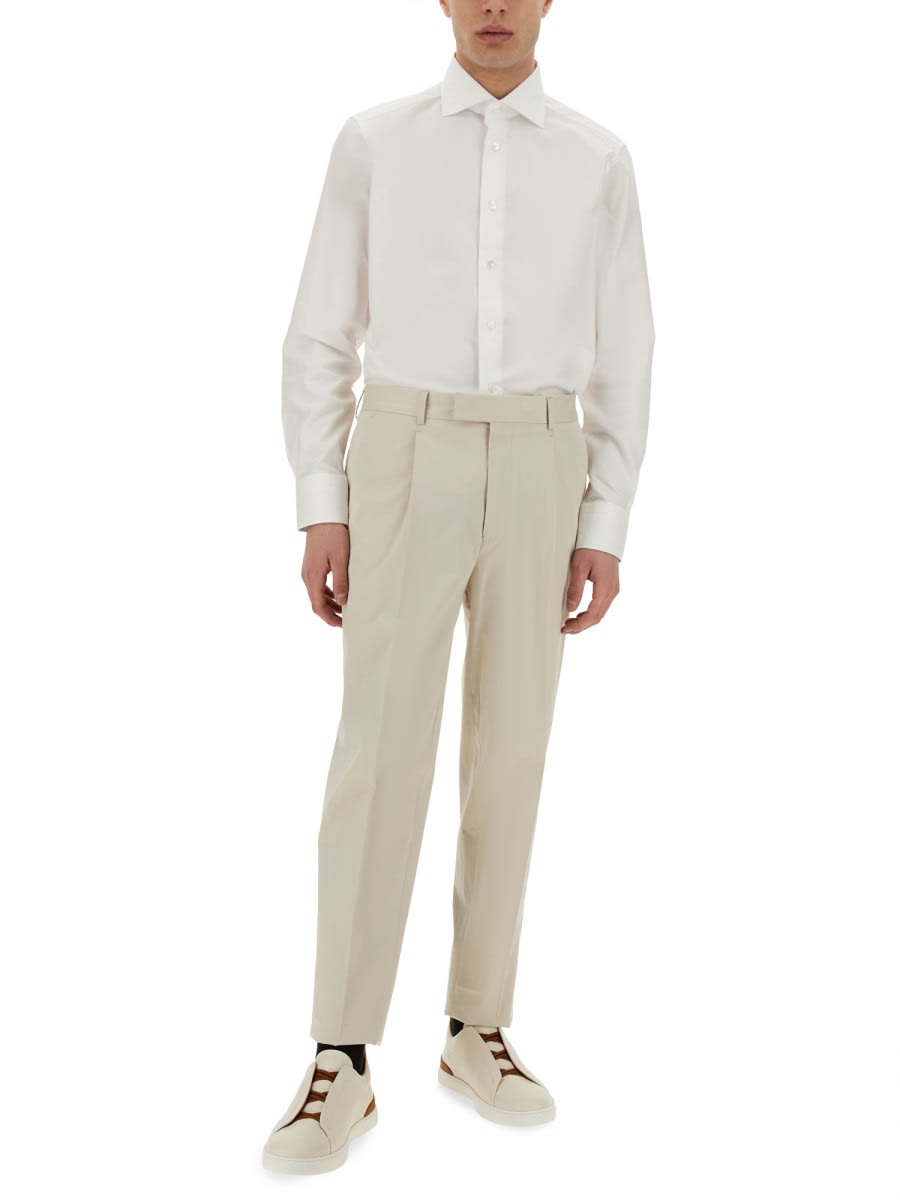 Shop Zegna Trophy Cotton Shirt In Ivory