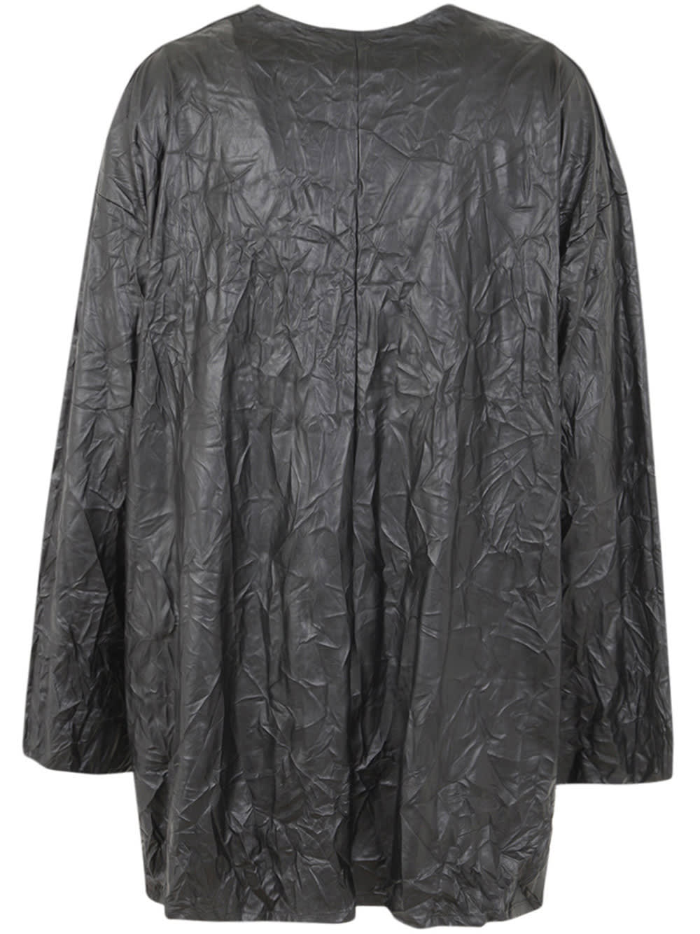 Shop Maria Calderara Crinkled Faux Leather Sweater In Black