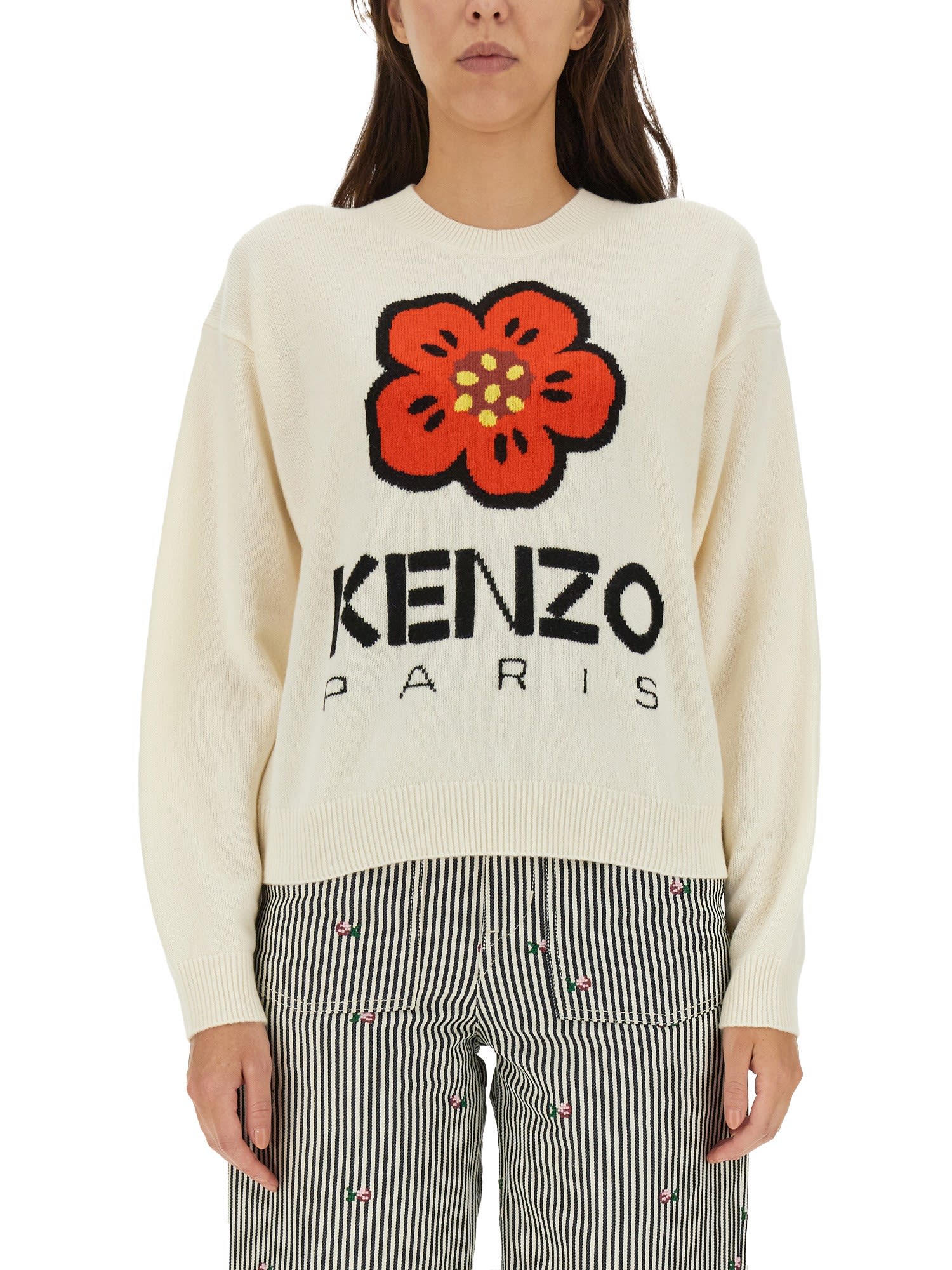 Shop Kenzo Jersey Boke Flower In Off White