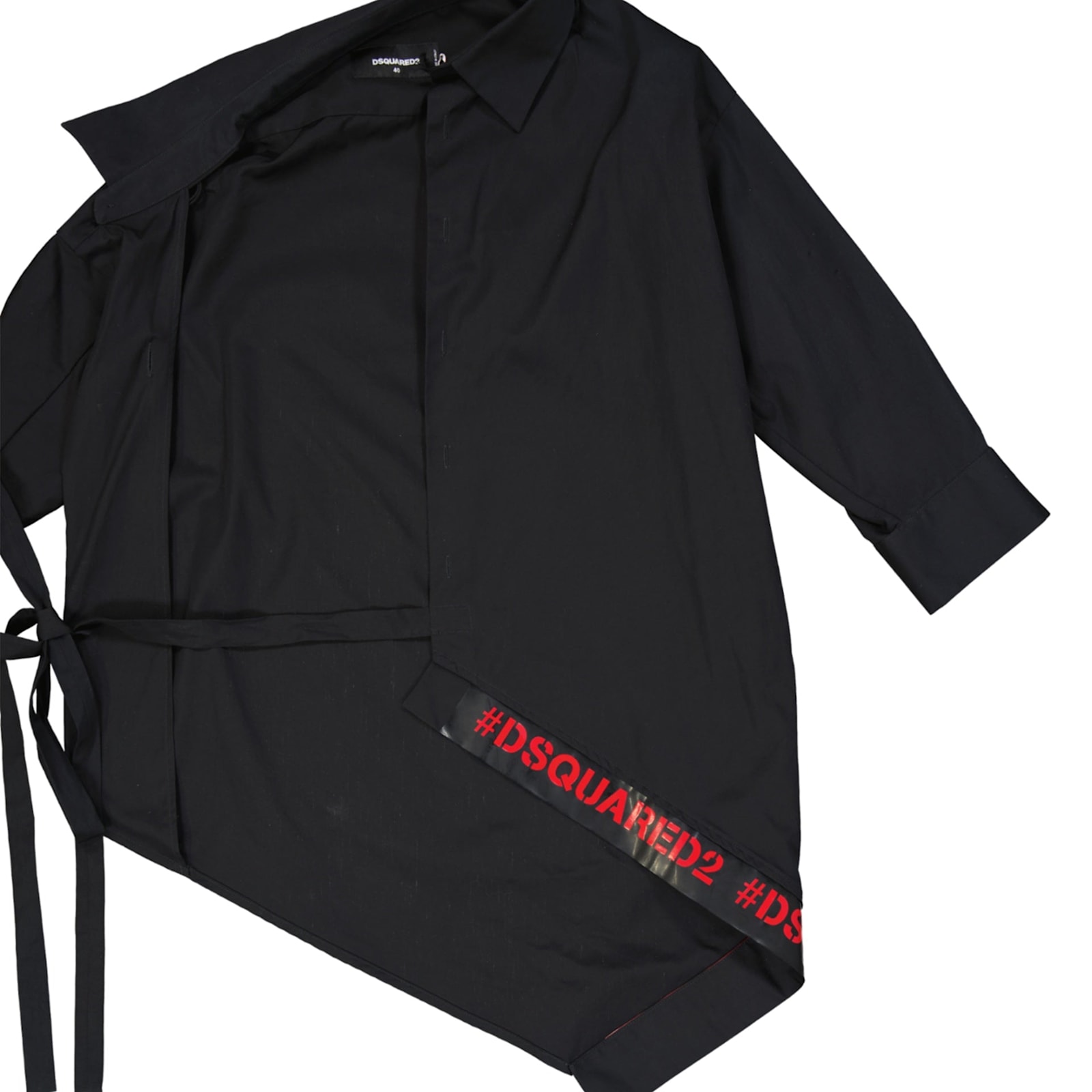 Dsquared2 Asymmetric Black Cotton Suit In Black