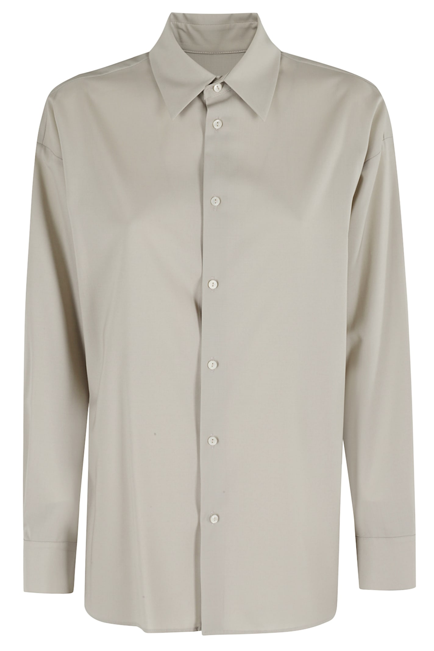 Dondup Sage Long-sleeved Shirt With Classic Collar In Gray