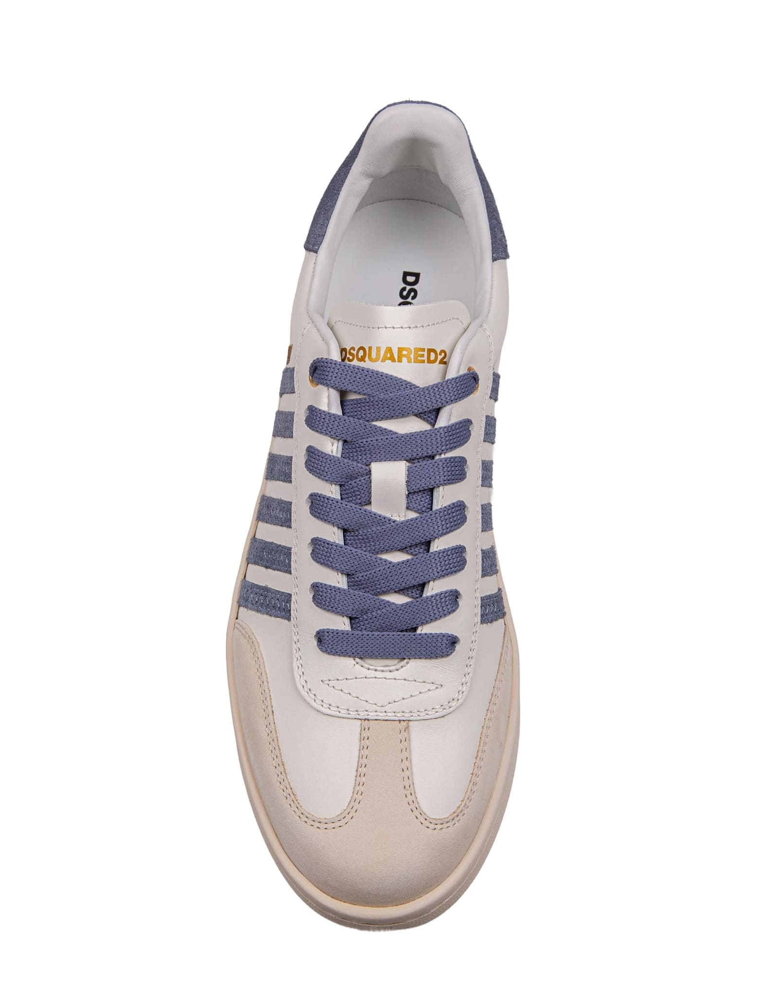 Dsquared2 Boxer Sneakers In Leather And Suede Color Milk And Blue In Milk
