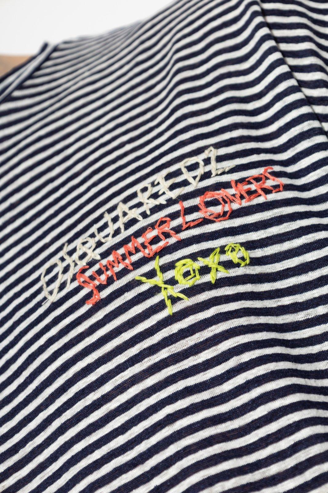 Dsquared2 Summer Lovers Striped Linen T-shirt