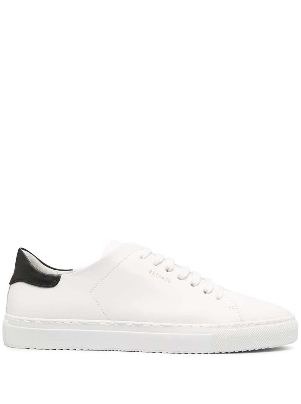 Axel Arigato Clean 90 Contrast White Low Top Sneakers With Laminated Logo In Leather Man