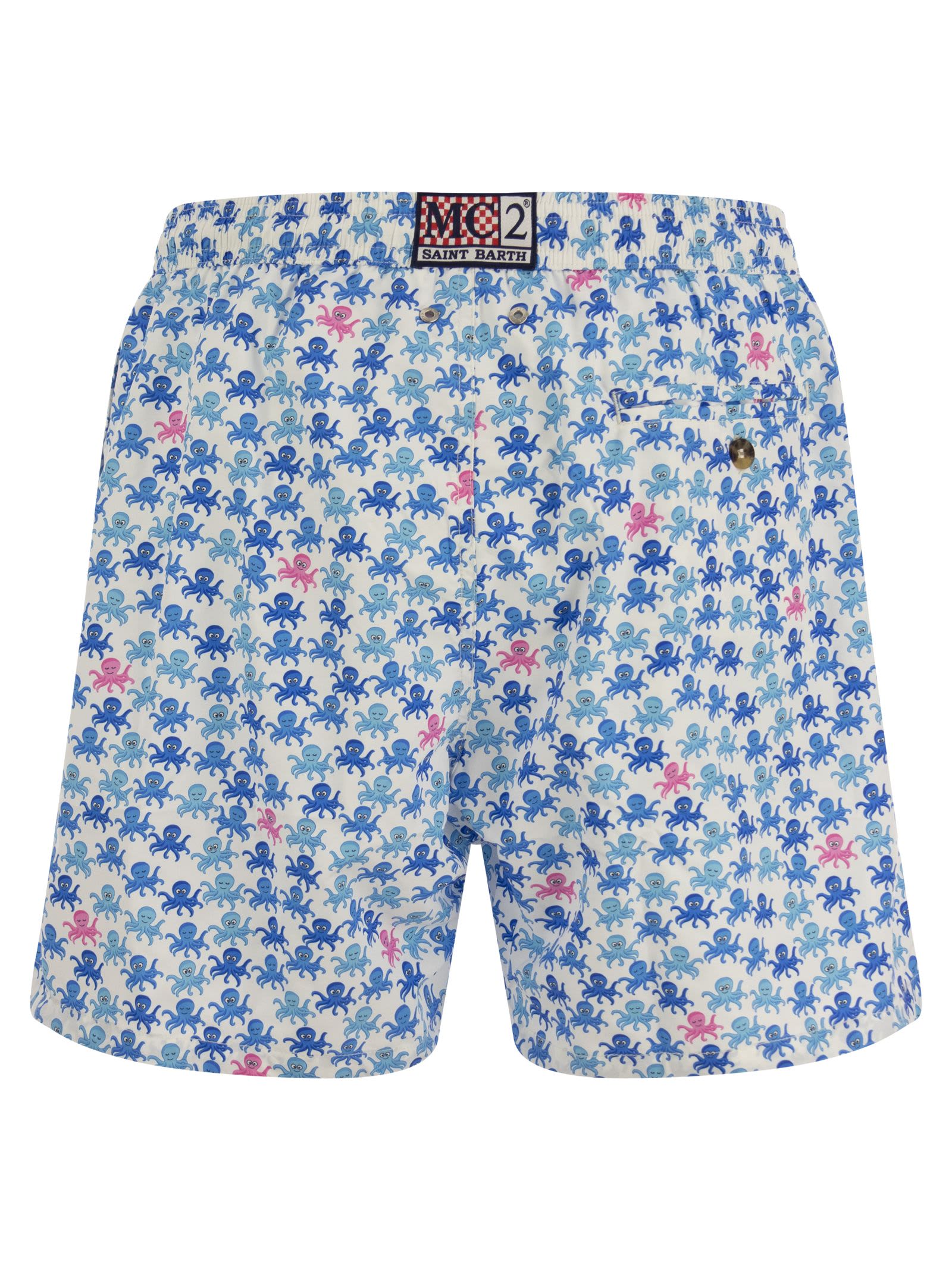 Shop Mc2 Saint Barth Lightweight Fabric Swim Boxer Shorts With Print In White