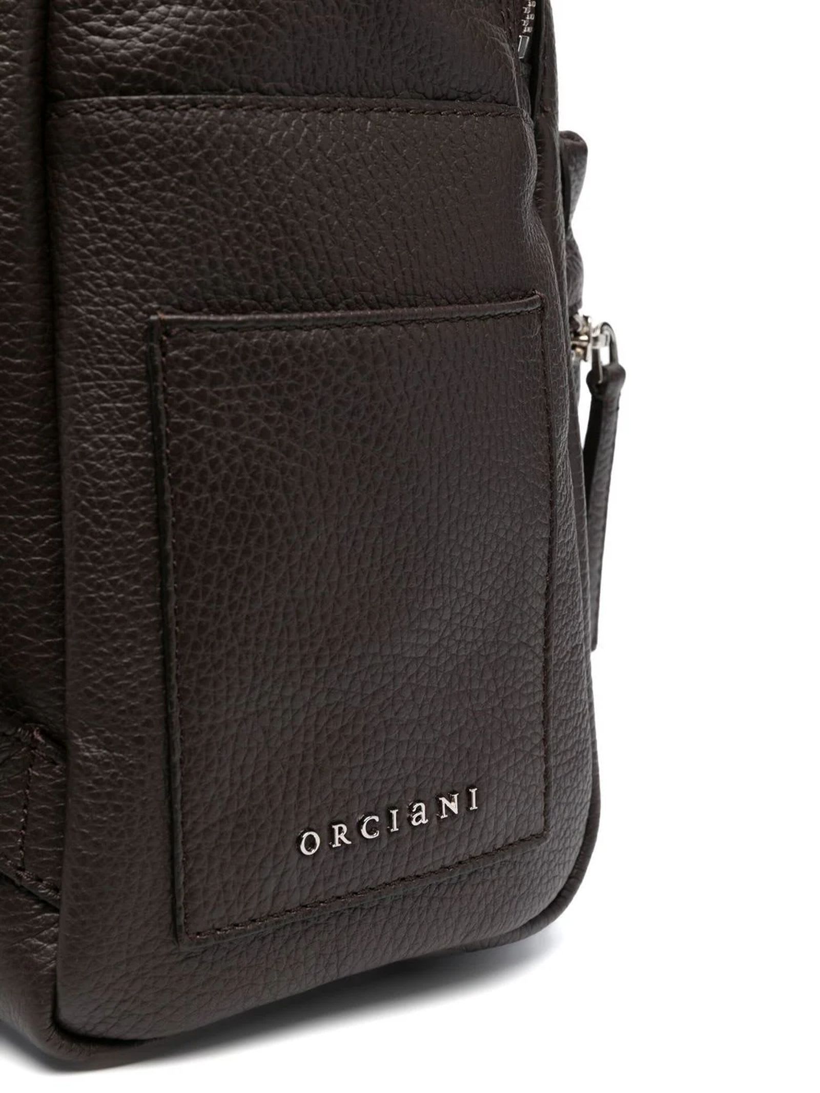 Shop Orciani Brown Calf Leather Micron Backpack