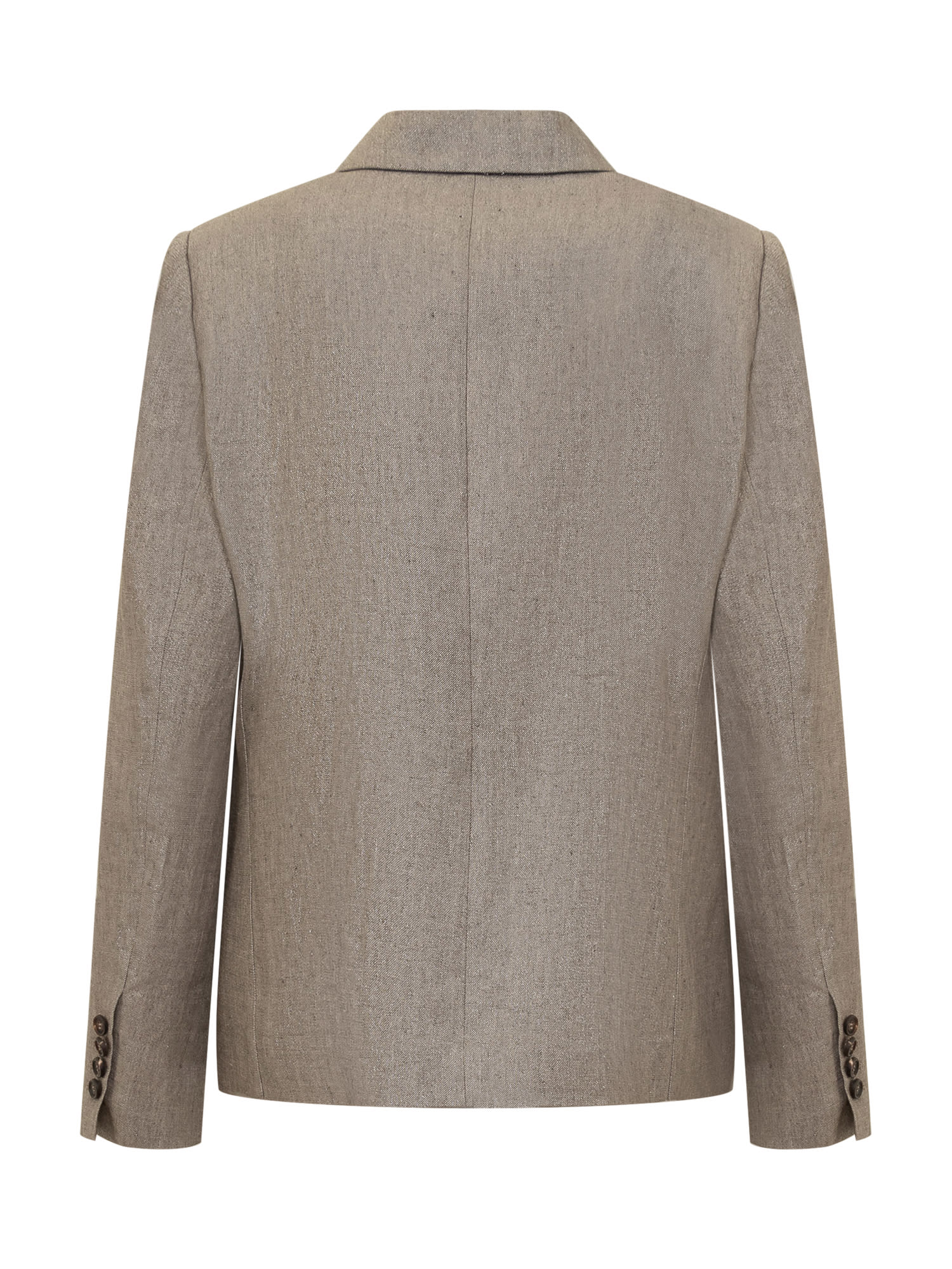 Shop Brunello Cucinelli Sparkling Linen Twill Blazer With Monile In Beige