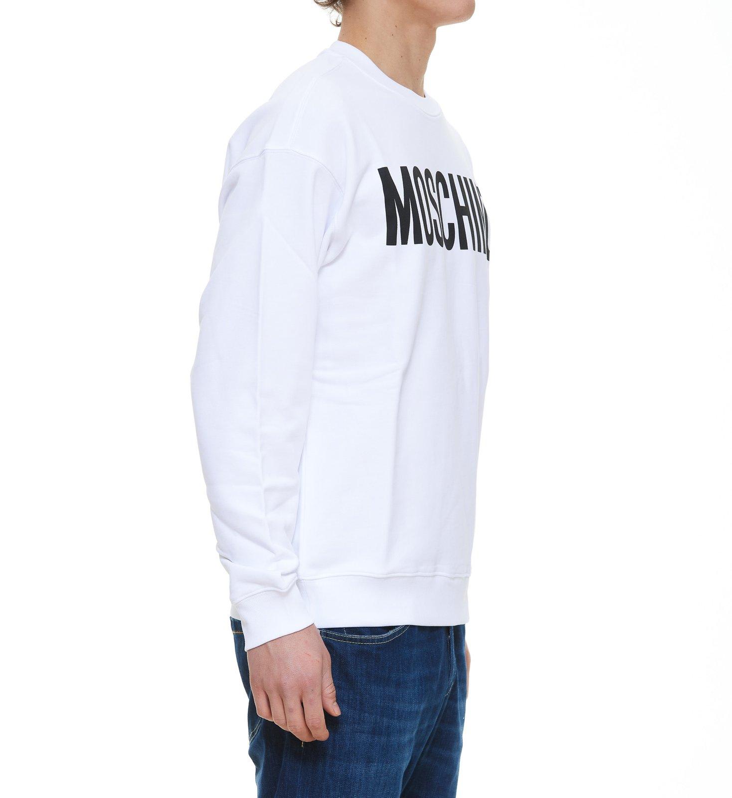 Shop Moschino Logo Printed Crewneck Sweatshirt In Bianco